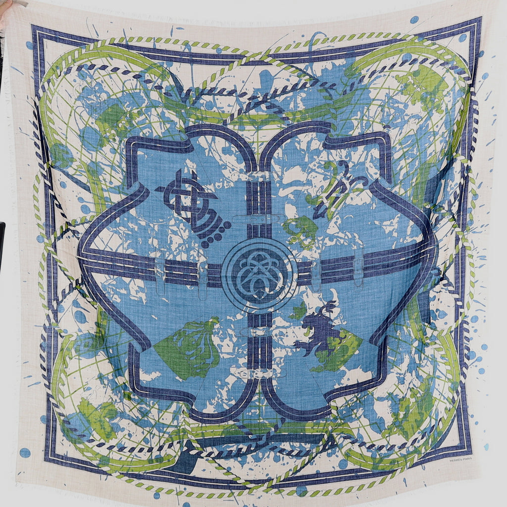 Brand New Boxed Hermès Imprimeur Fou Silk & Cashmere Shawl