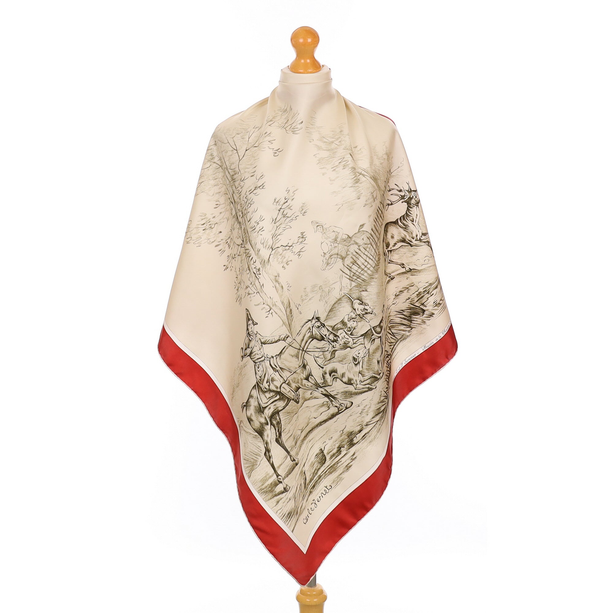 Hunt Scene Vintage Silk Scarf