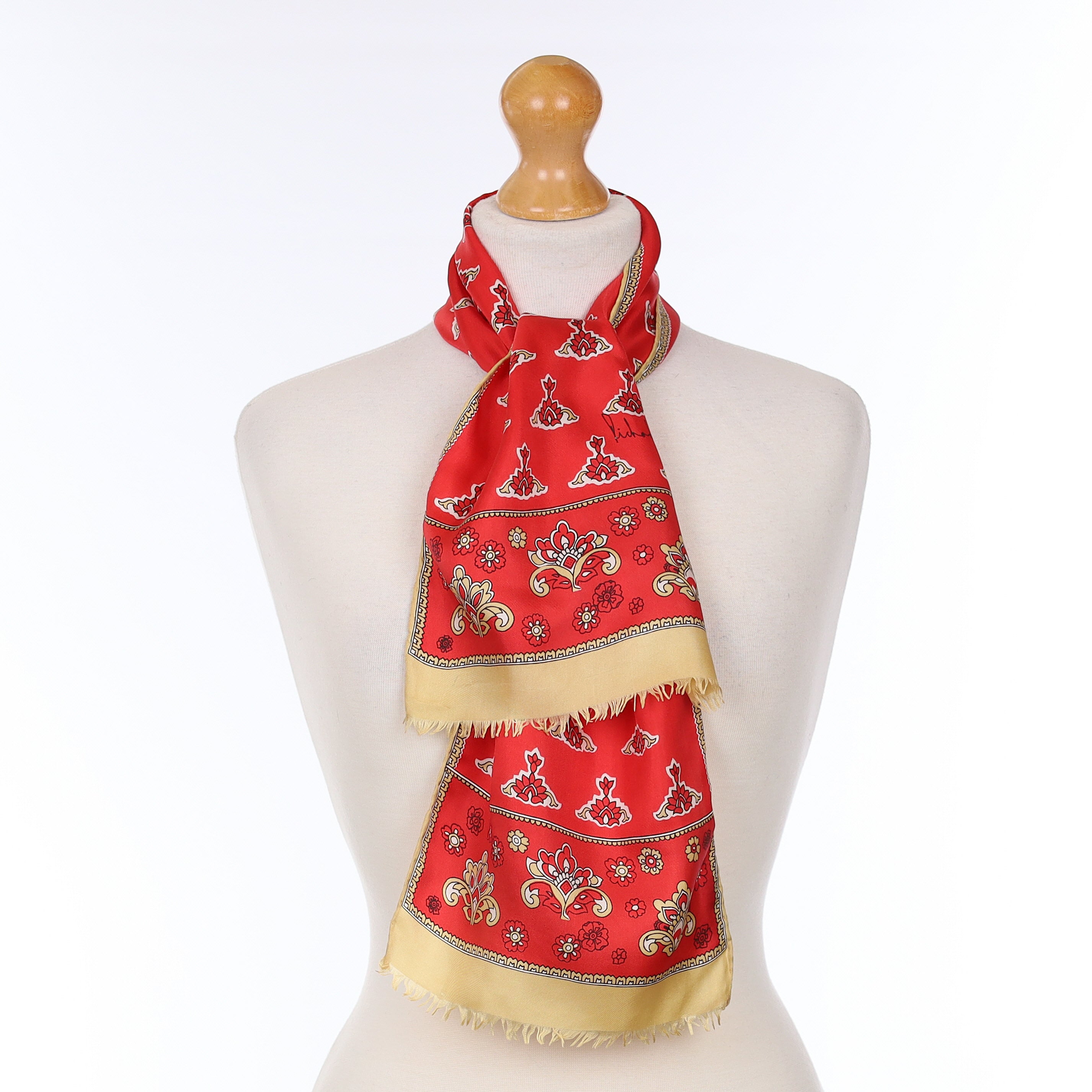 1970’s Richard Allan Red Patterned Vintage Silk Scarf