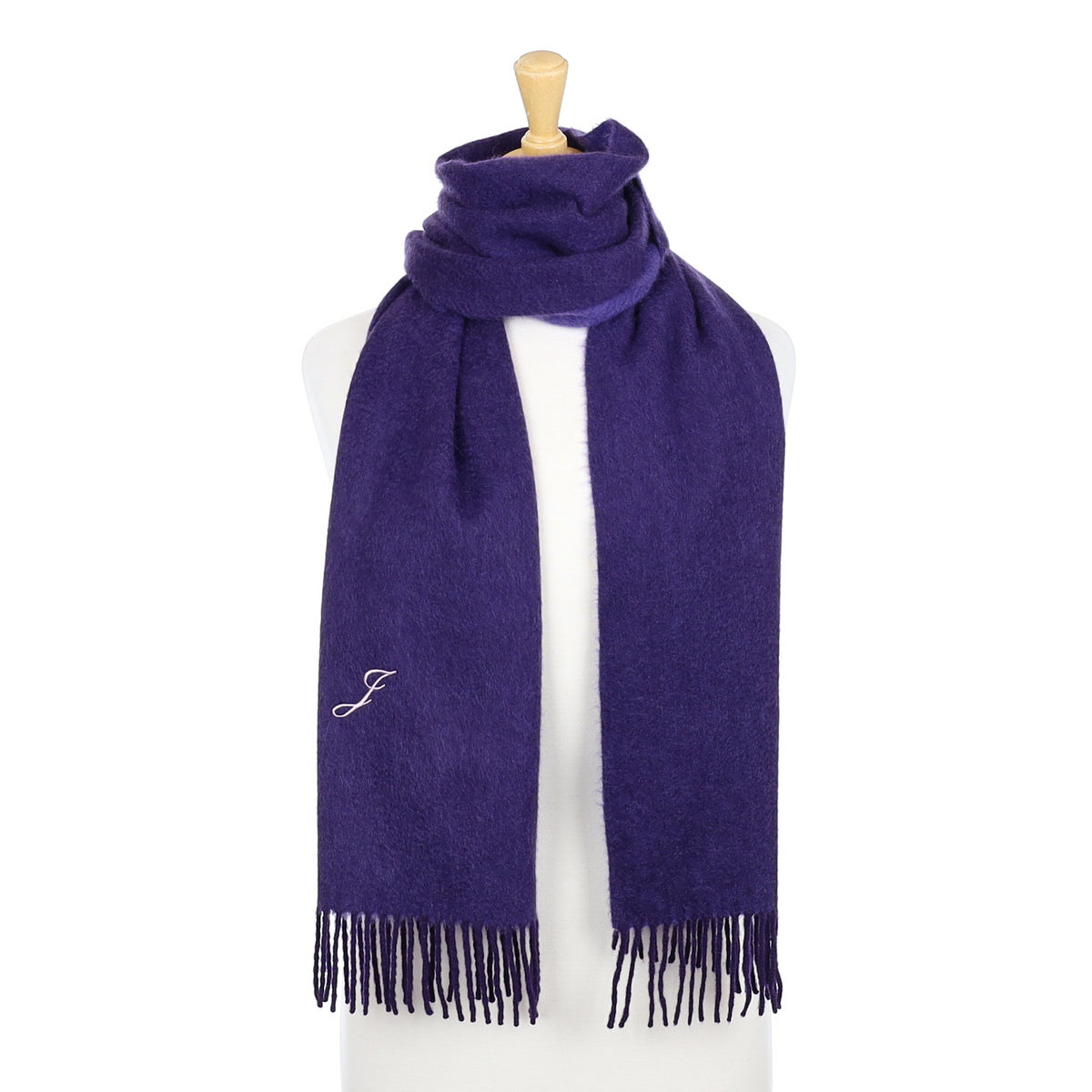 Two Tone Purple Cashmere Initialed Woven Scarf