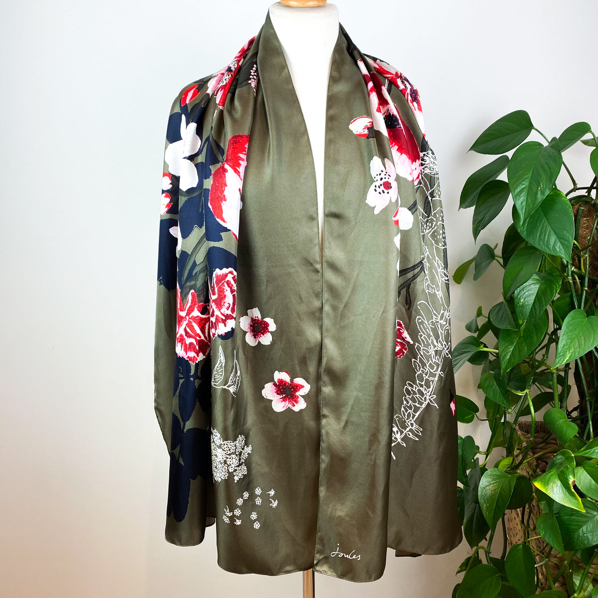 Joules Large Floral Wrap Style Silk Scarf