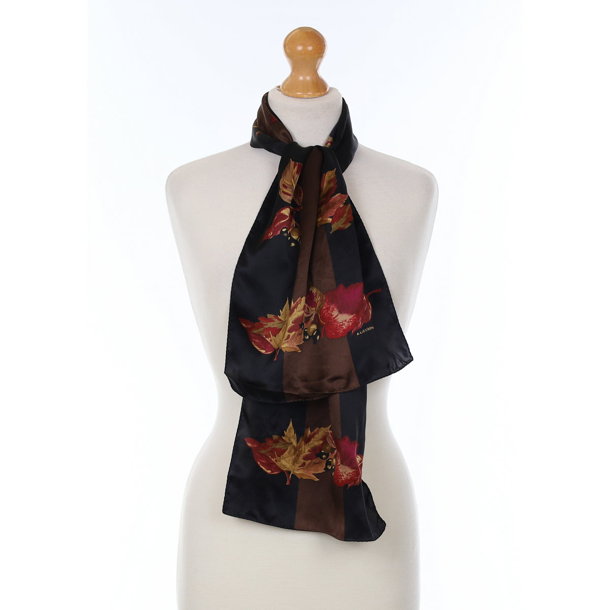 Liz Claiborne Autumnal Leaves Vintage Silk Scarf