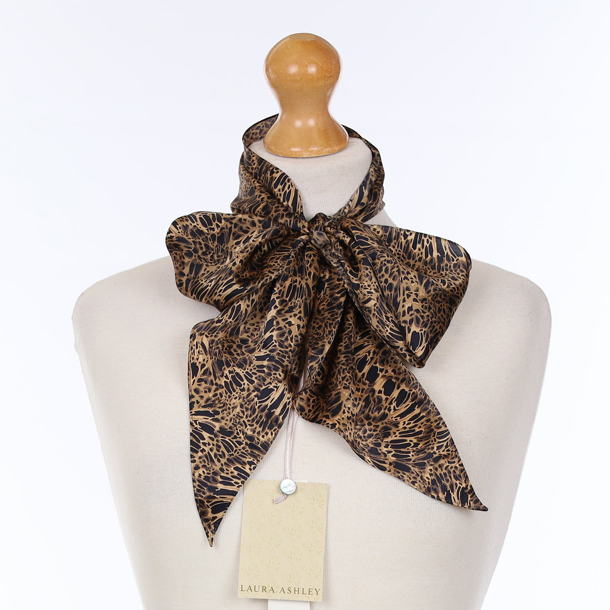 Brand New Laura Ashley Animal Print Silk Pussy Bow