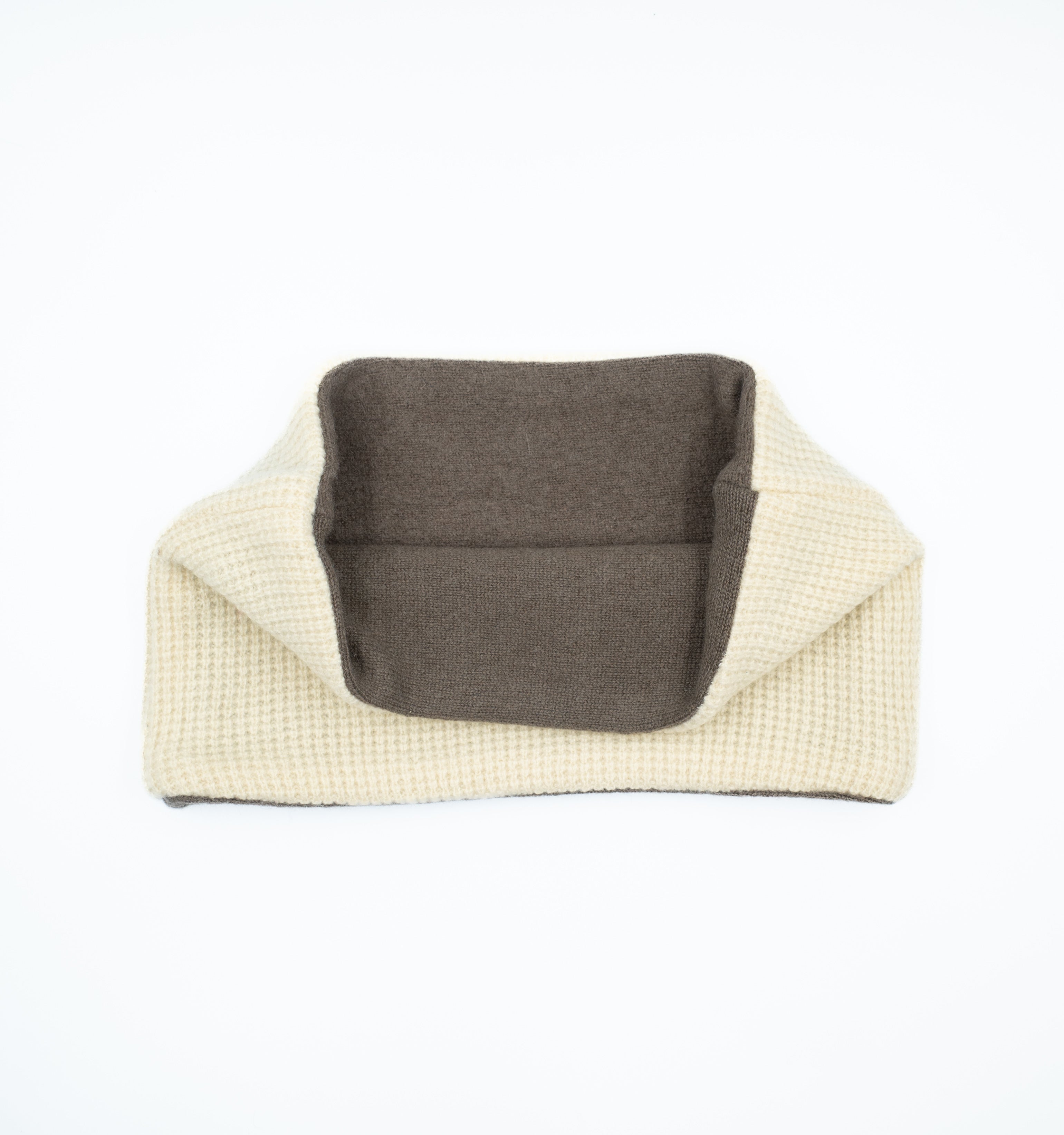 Cream Waffle Knit and Brown Chunky Neck Warmer