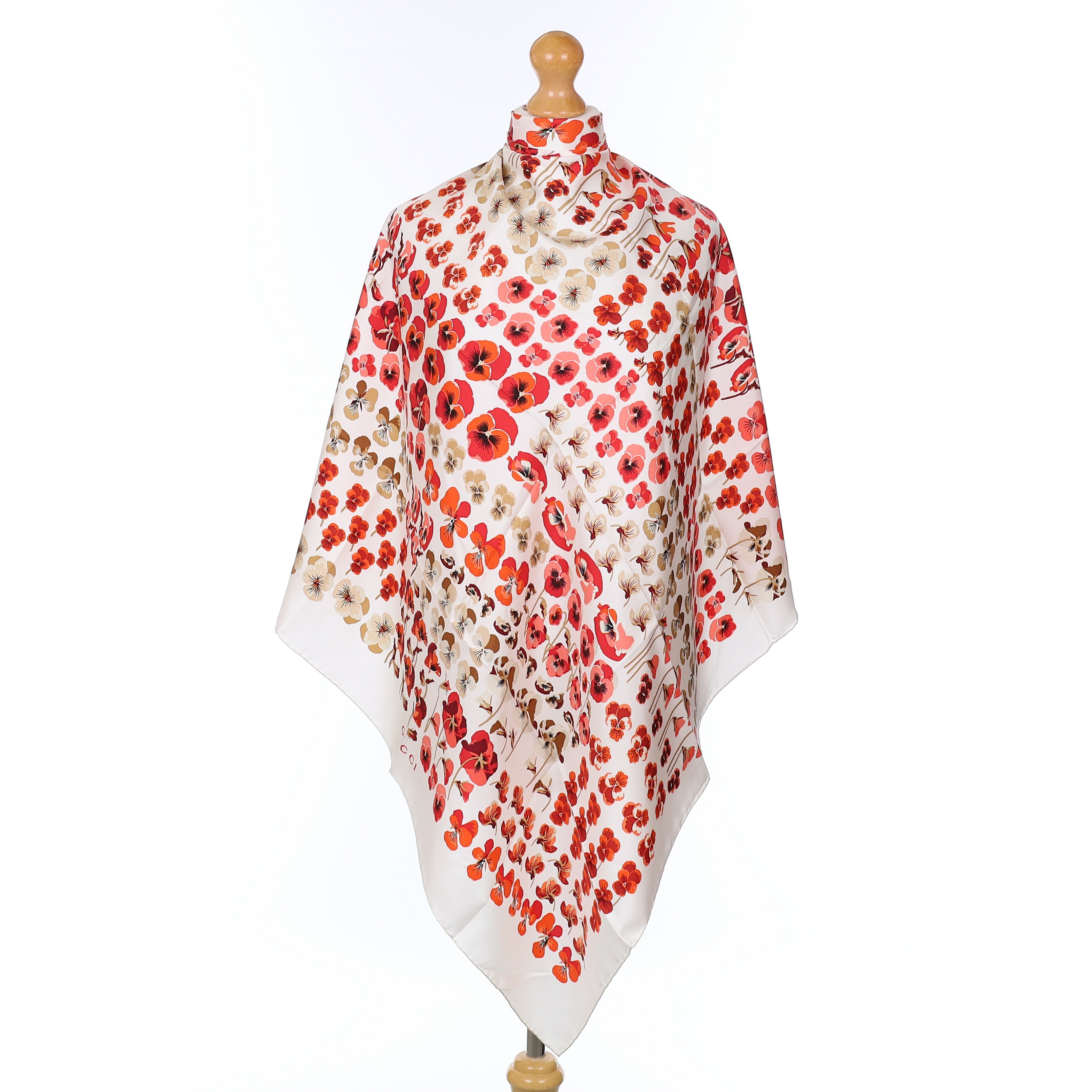 Brand New Gucci Red Floral Silk Scarf