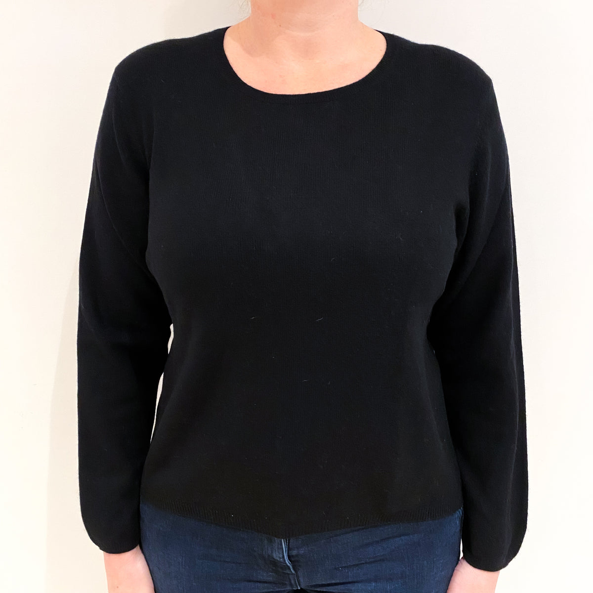 Petite Black Cashmere Crew Neck Jumper Large