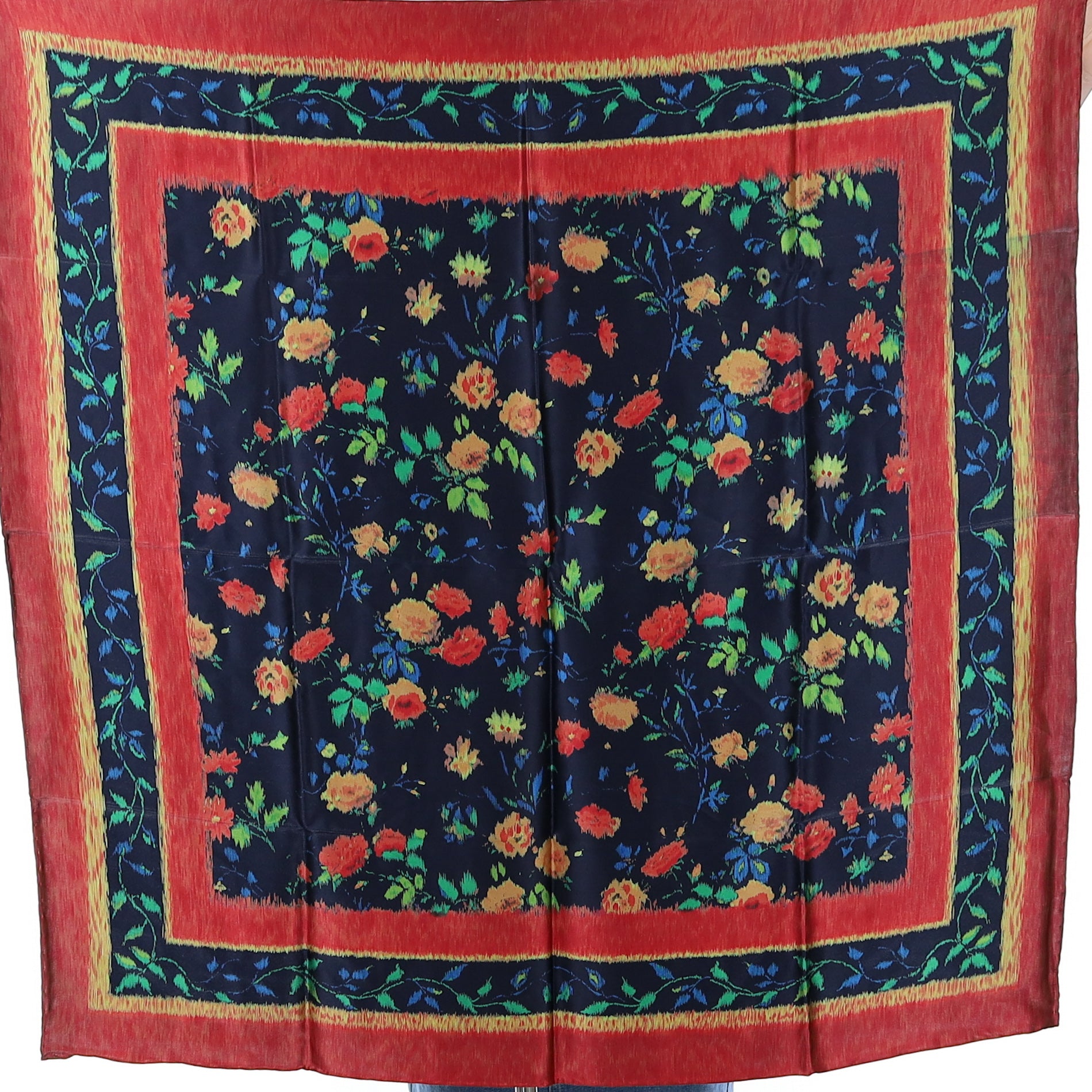 Brand New Carlisle Navy Blue Floral Silk Scarf