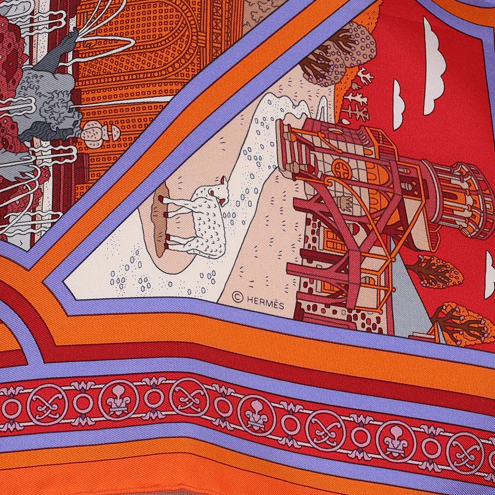 Brand New Boxed Hermès Flânerie à Versailles Silk Scarf Quite Rare