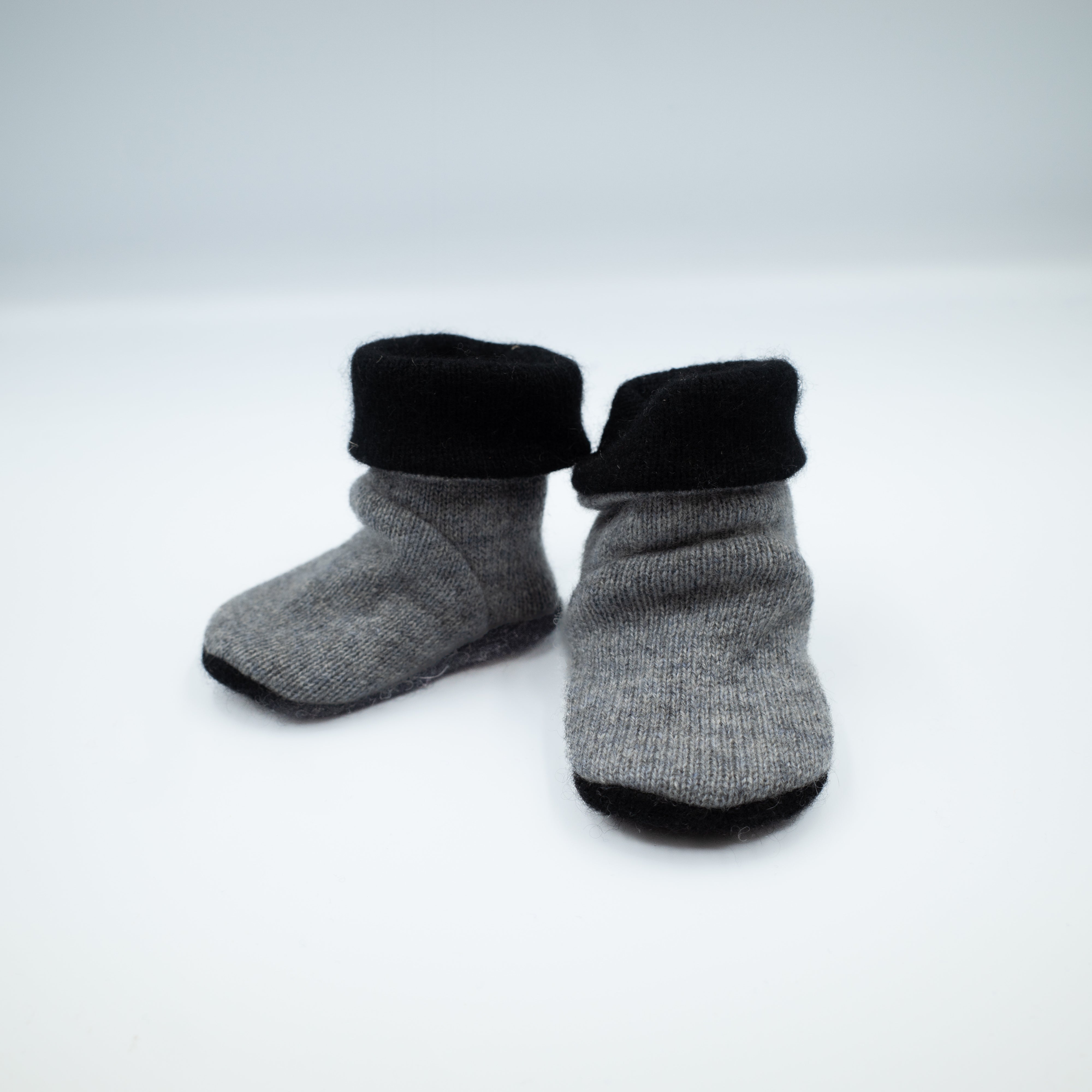 Cashmere Baby Boots in Black and Grey