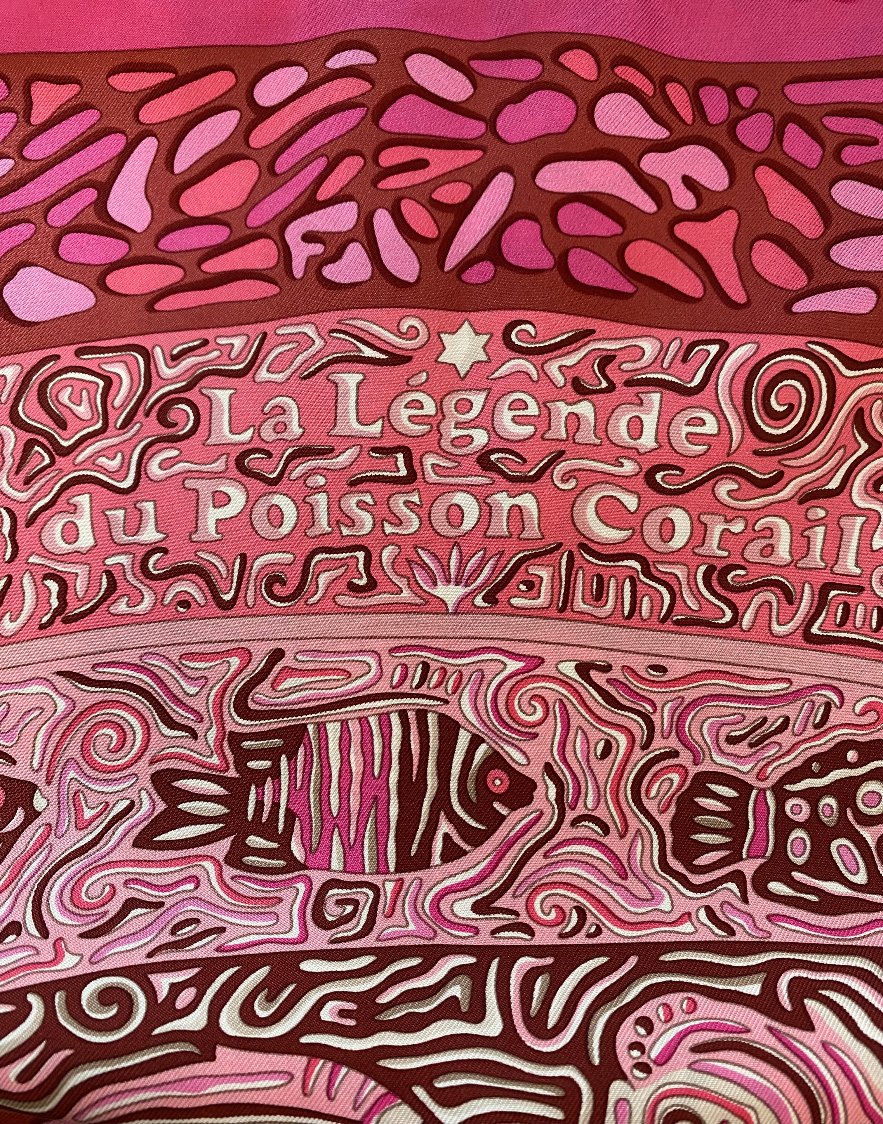 Hermès La Légende Du Poisson Corail Silk Scarf