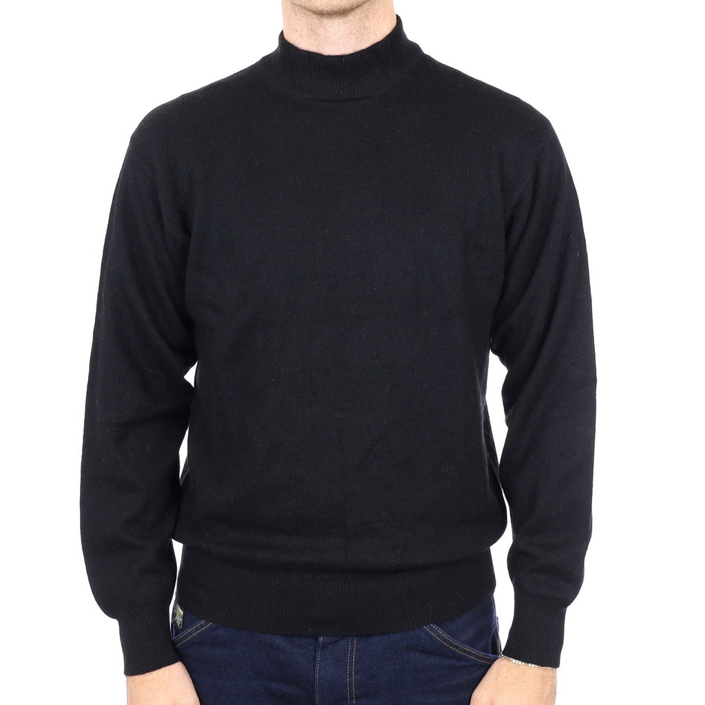 Men's Black Cashmere Turtle Neck Jumper Large