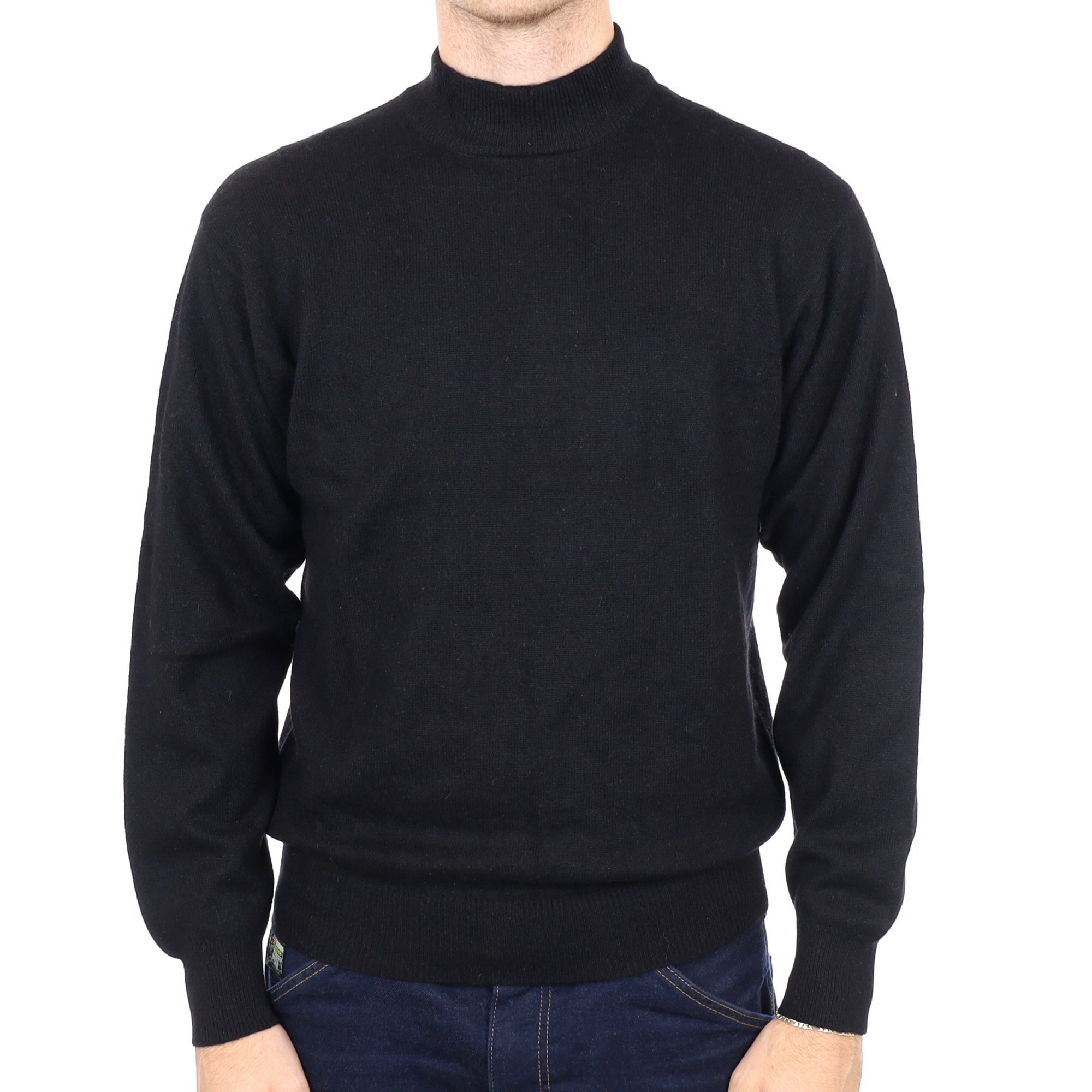 Men's Black Cashmere Turtle Neck Jumper Large