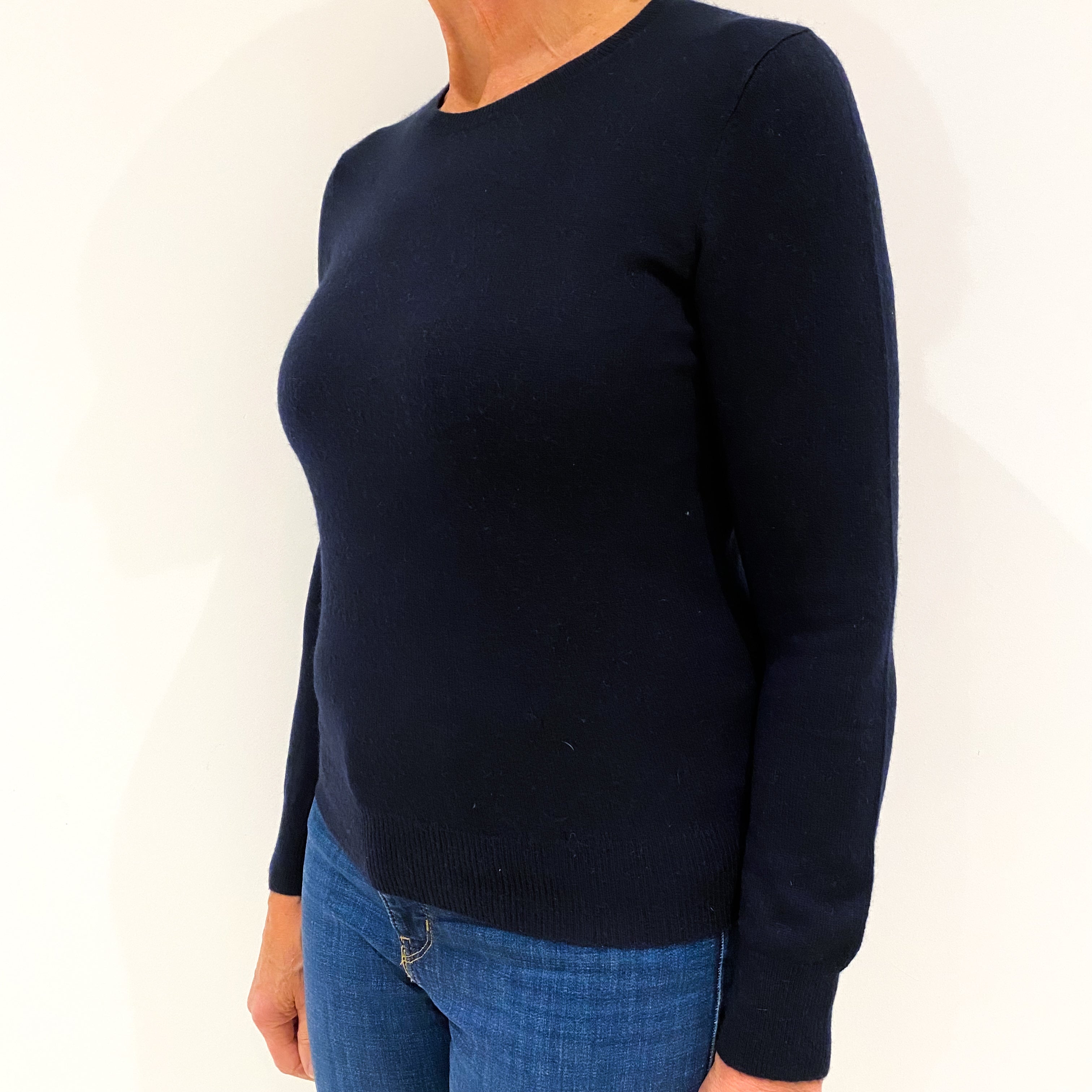 Navy Blue Cashmere Crew Neck Jumper Medium