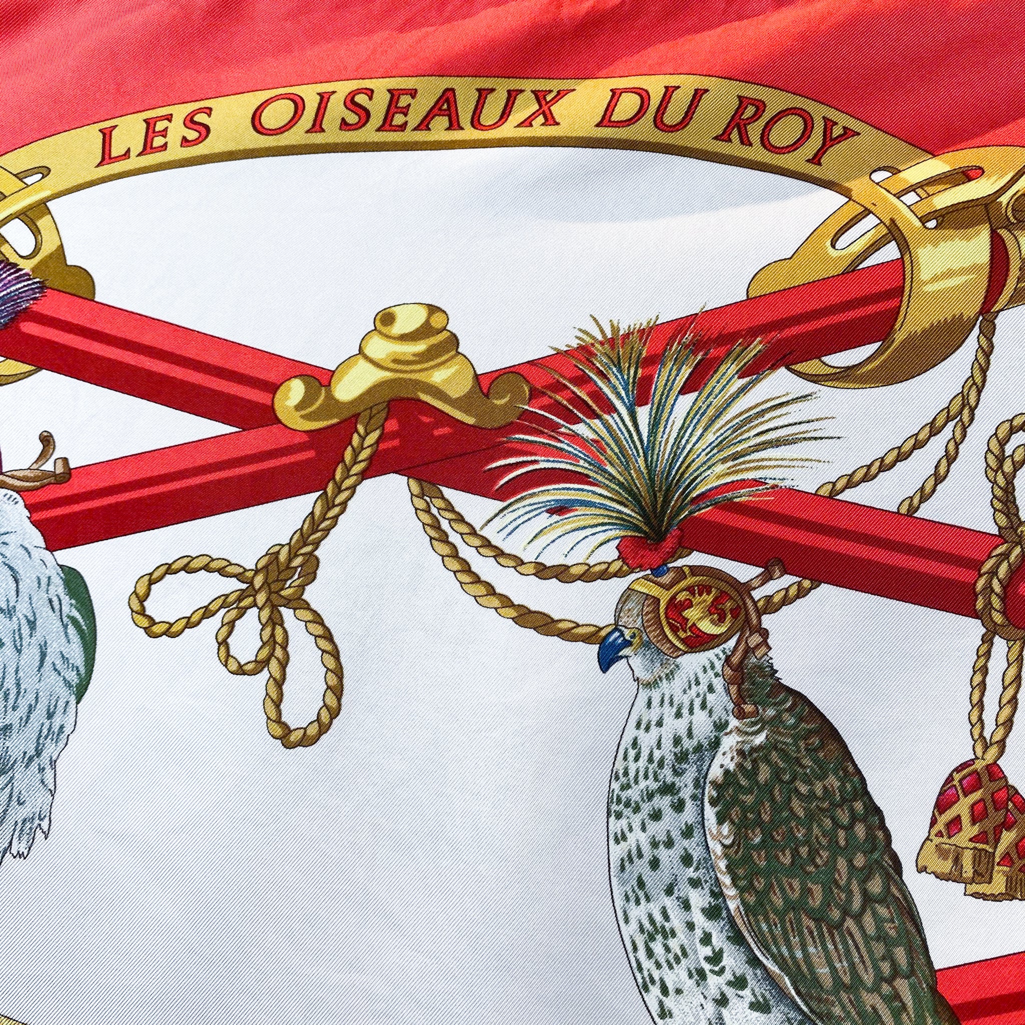 Boxed Hermes Oiseaux du Roy Vintage Silk Scarf