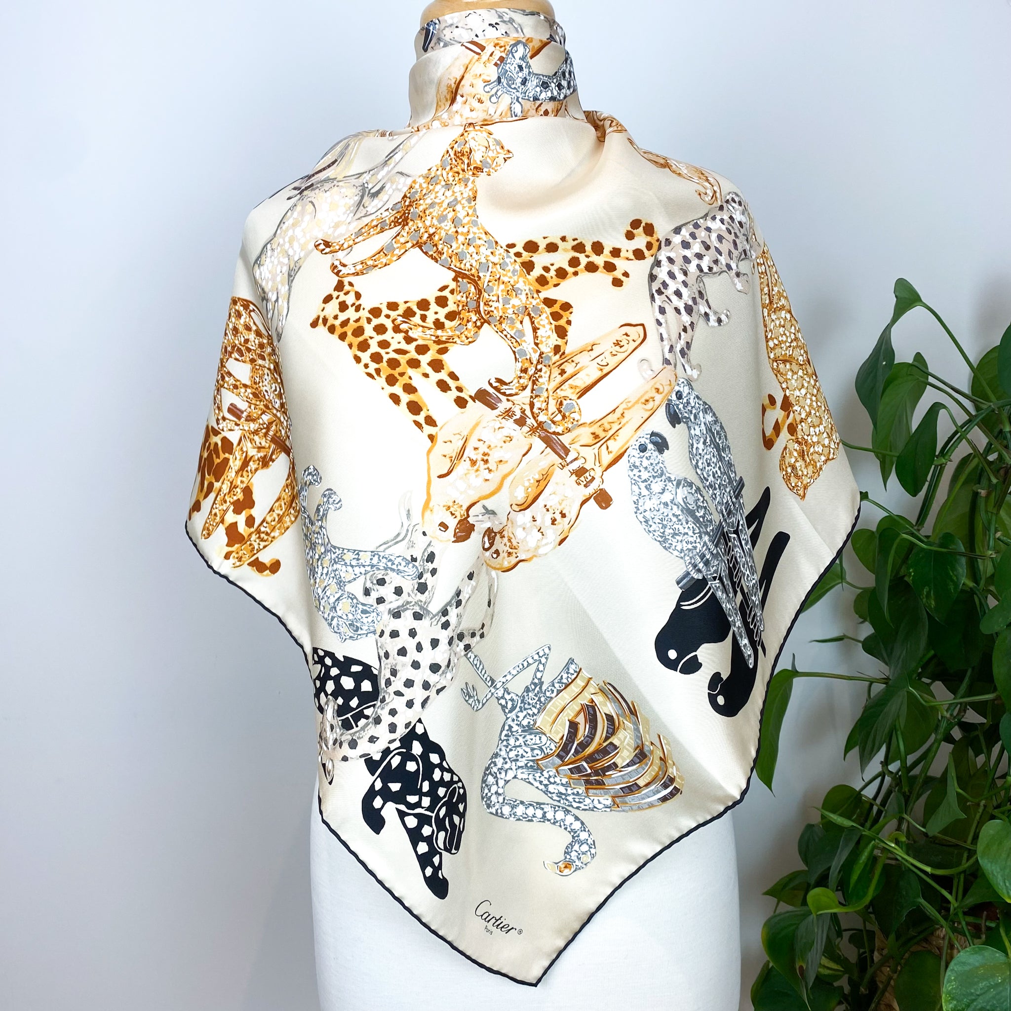 Boxed Cartier Designer Silk Scarf