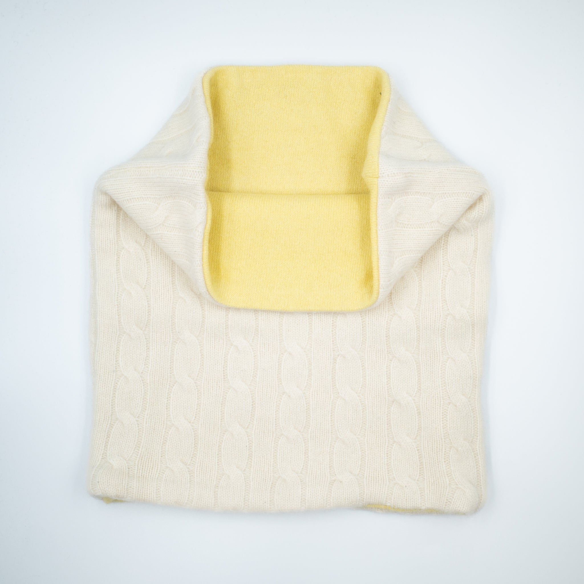 Ivory Cable and Lemon Double Layered Snood