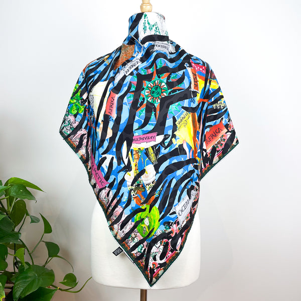 Christian Lacroix Continents of the World Designer Silk Scarf