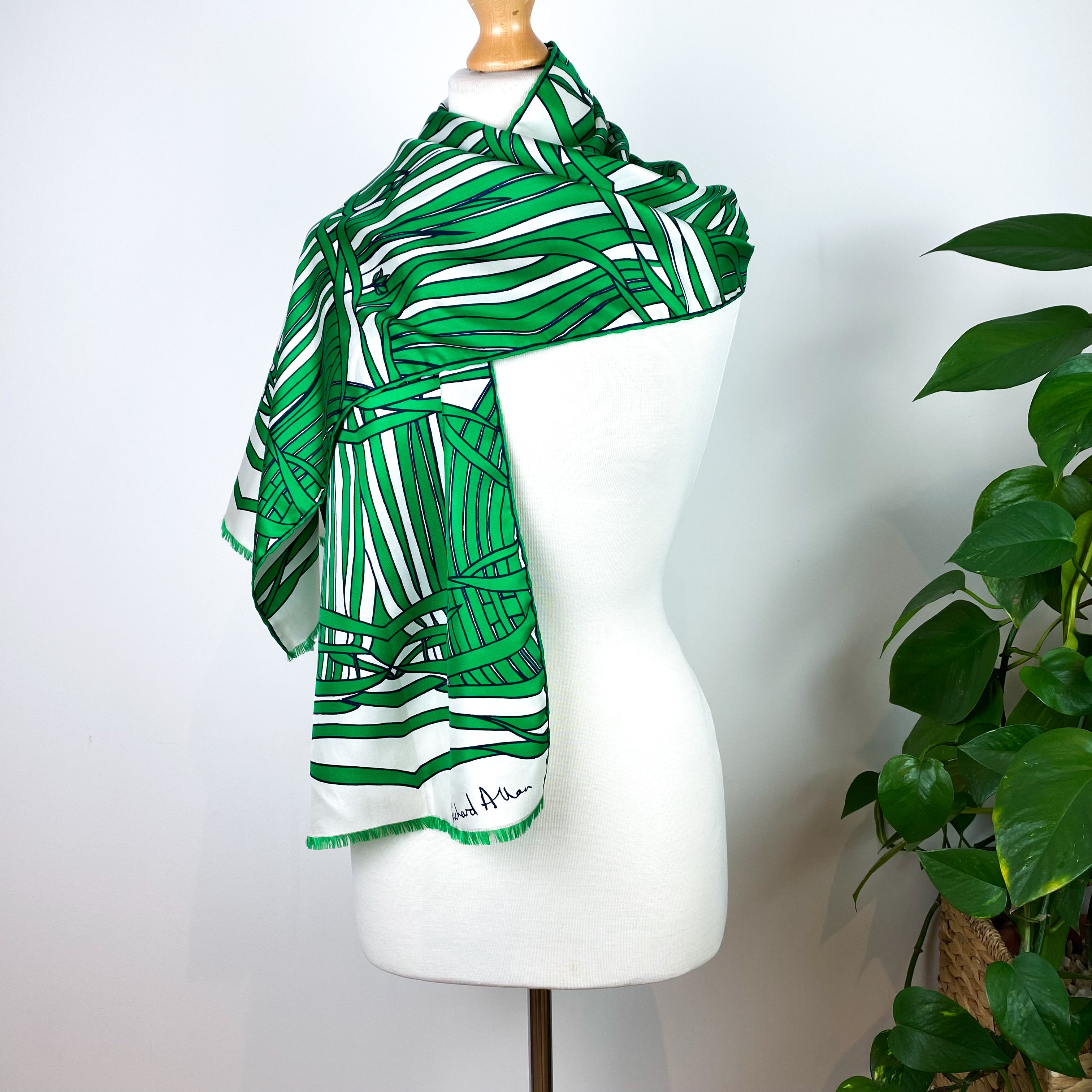 1970s Richard Allan Long Vintage Silk Scarf