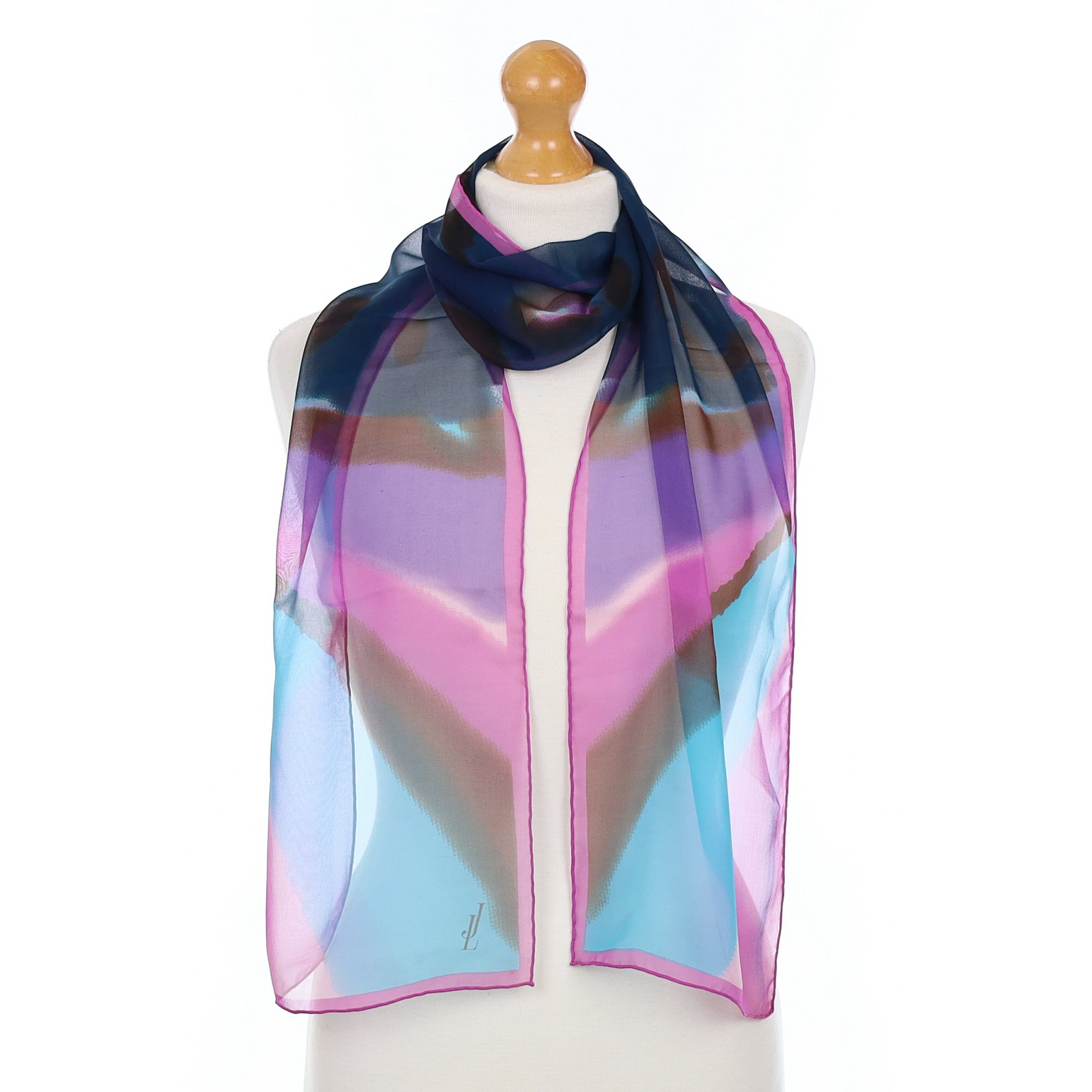 Jammers & Leufgen Magenta and Blue Silk Scarf