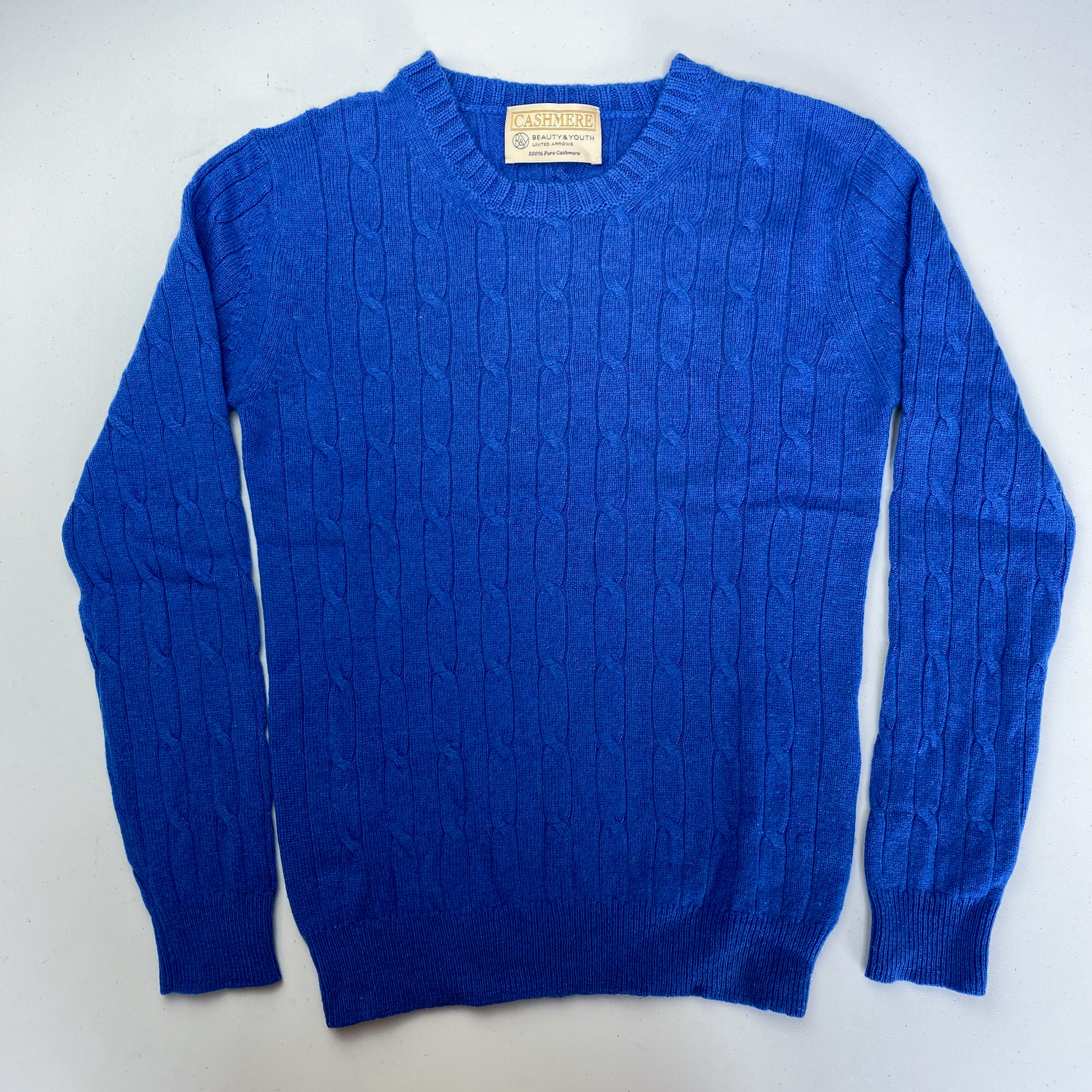 Children’s Cobalt Blue Cable Cashmere Crew Neck Jumper Age 10