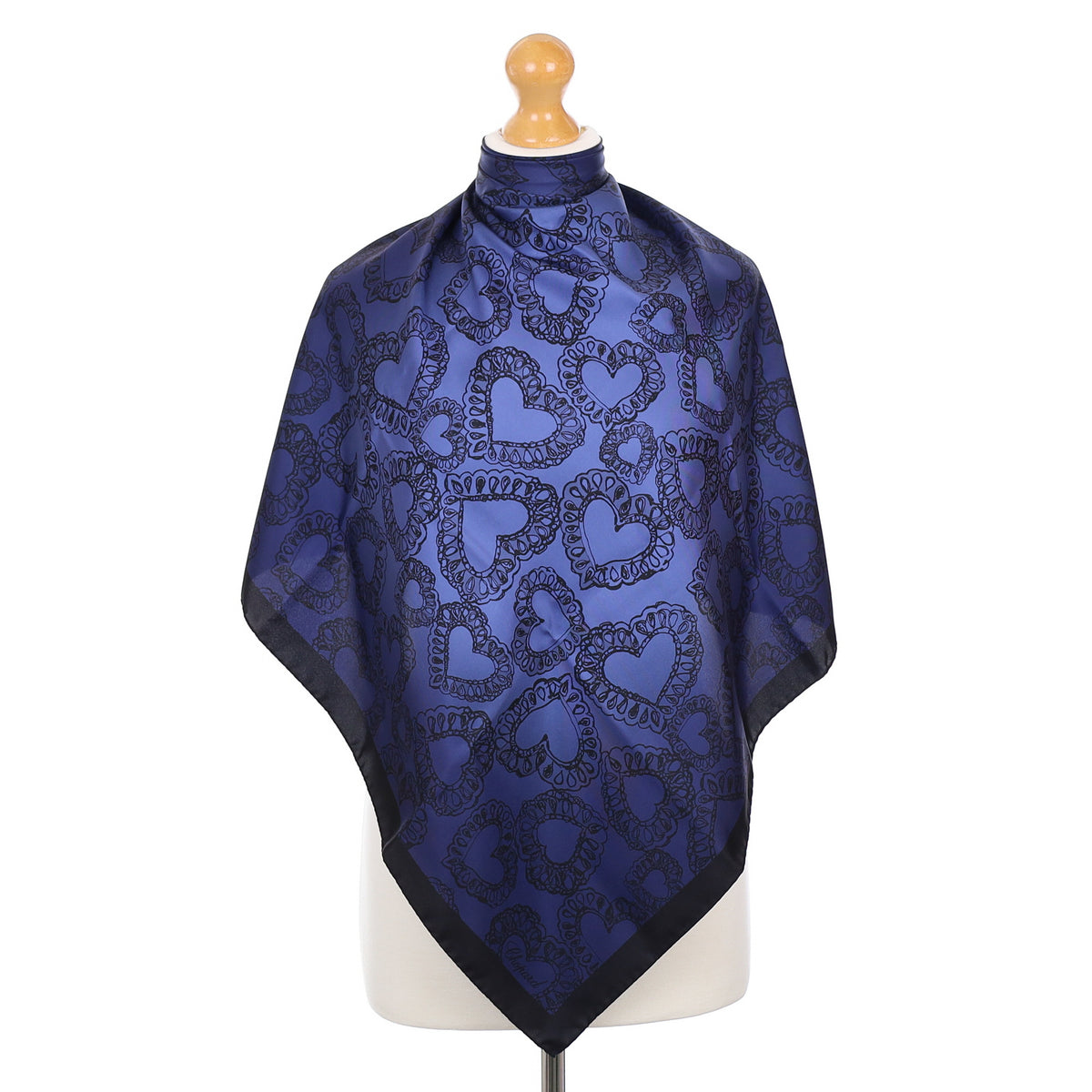 Brand New Boxed Chopard Dark Blue Heart Silk Scarf