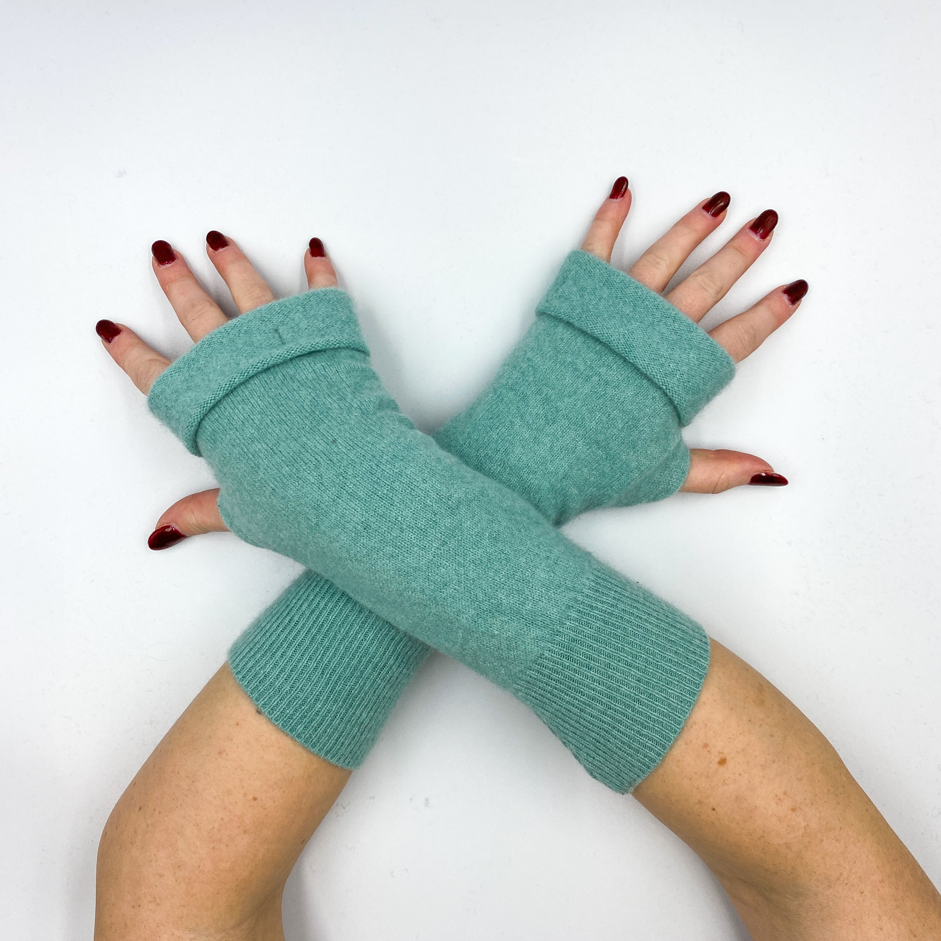 Seafoam Green Fingerless Gloves