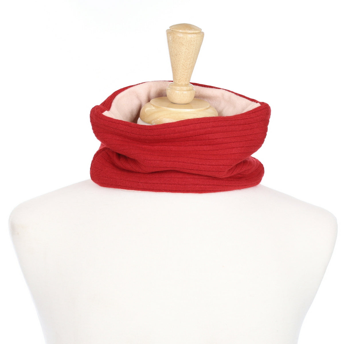 Red Rib and Pale Peach Neck Warmer