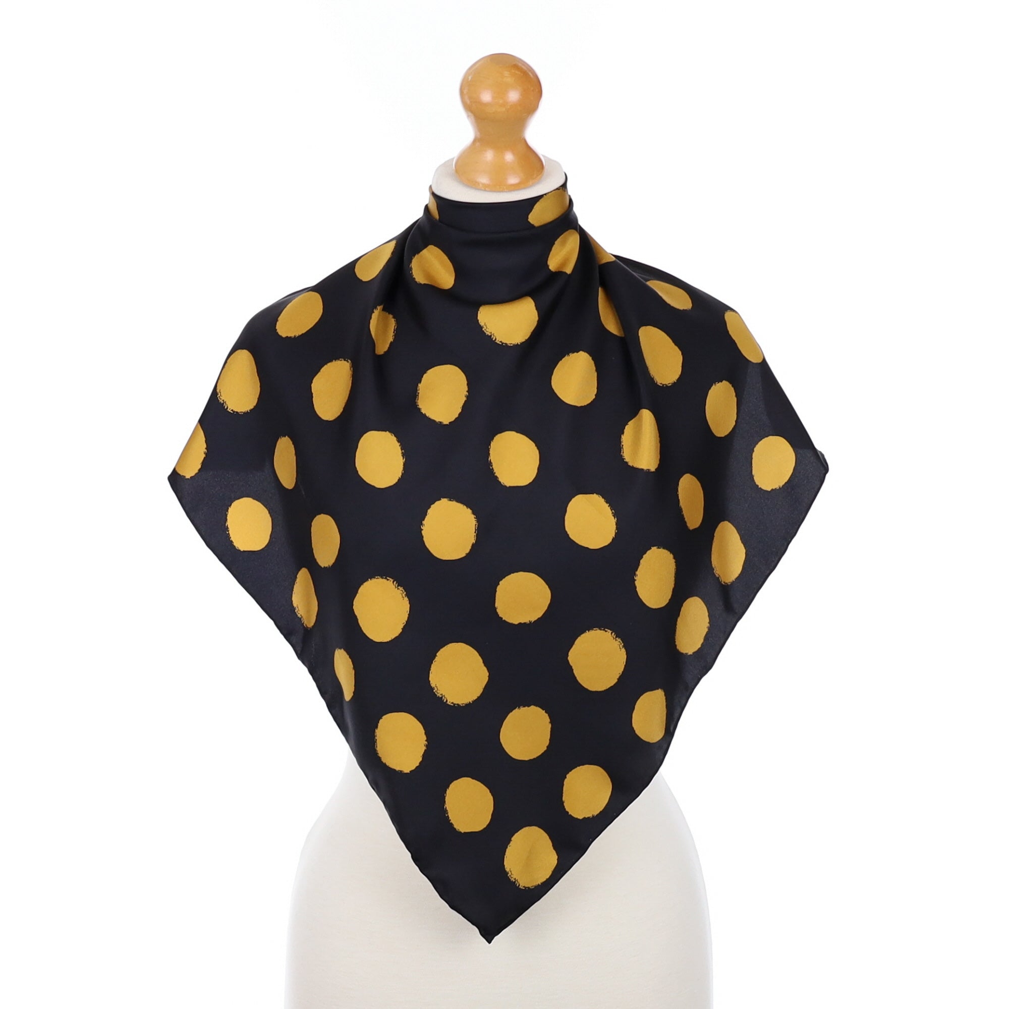 Black and Camel Spotty Silk Scarf
