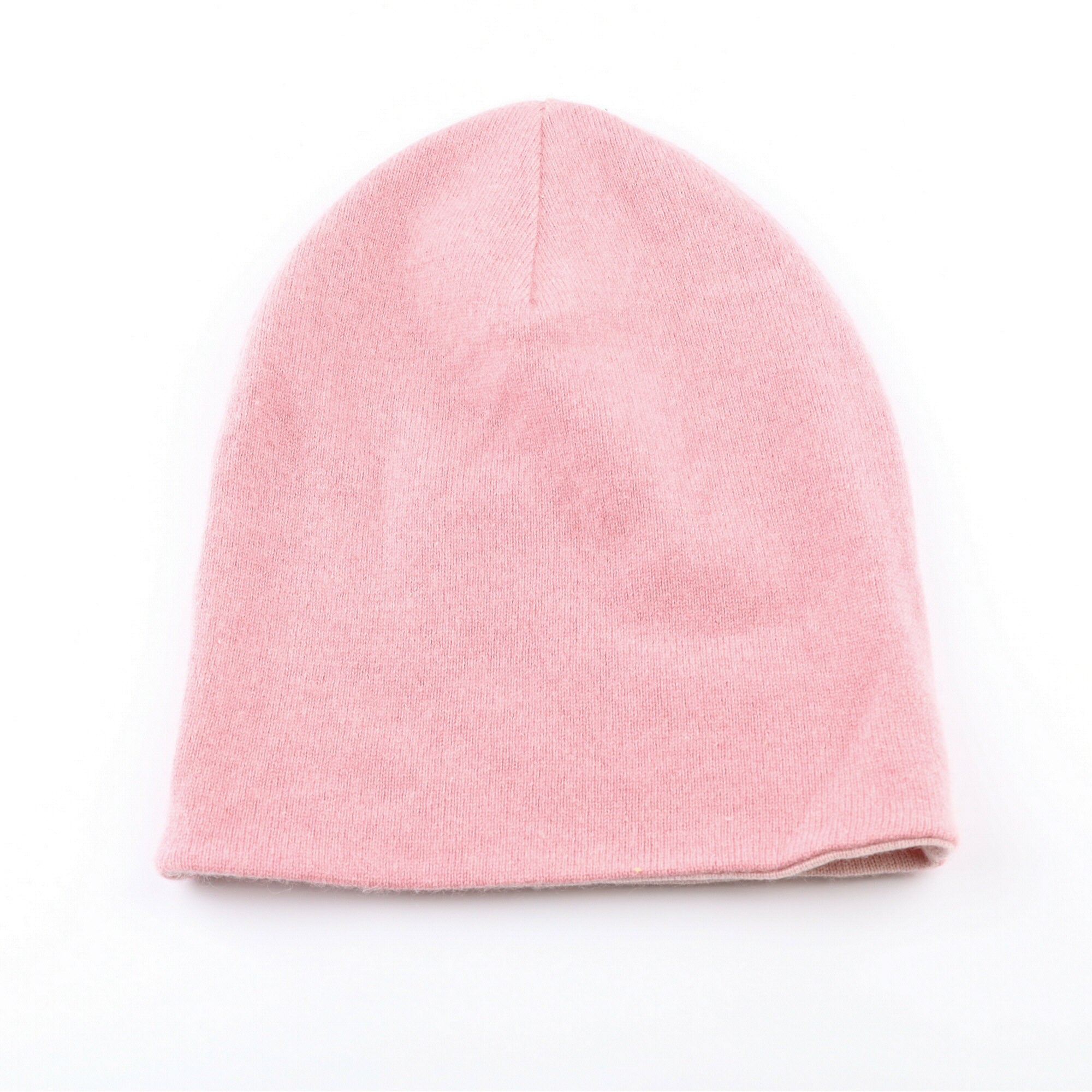 Dusky Pink and Pale Pink Reversible Cashmere Beanie Hat