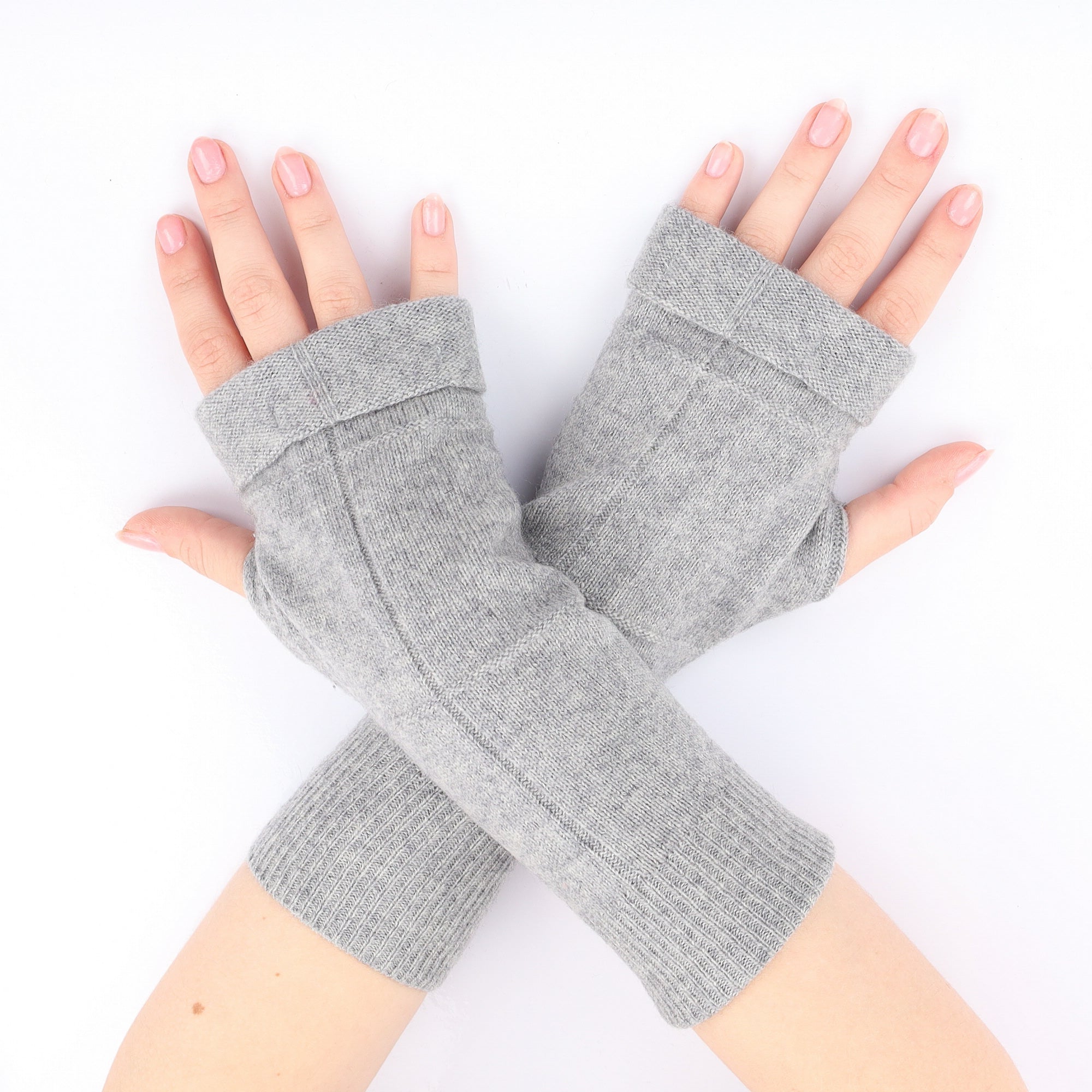 Smoke Grey Textured Fingerless Gloves