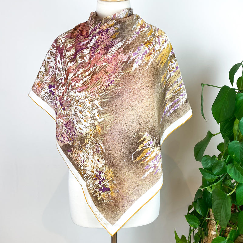 1970s Muted Floral Ostinelli Vintage Silk Scarf
