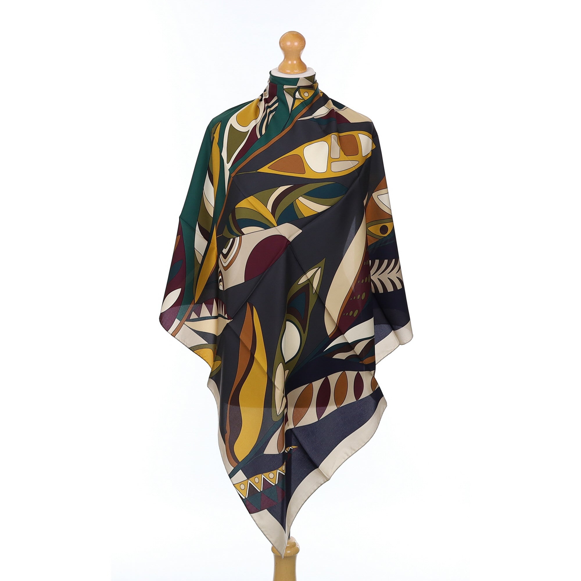 Brand New Italian Navy Botanical Silk Scarf
