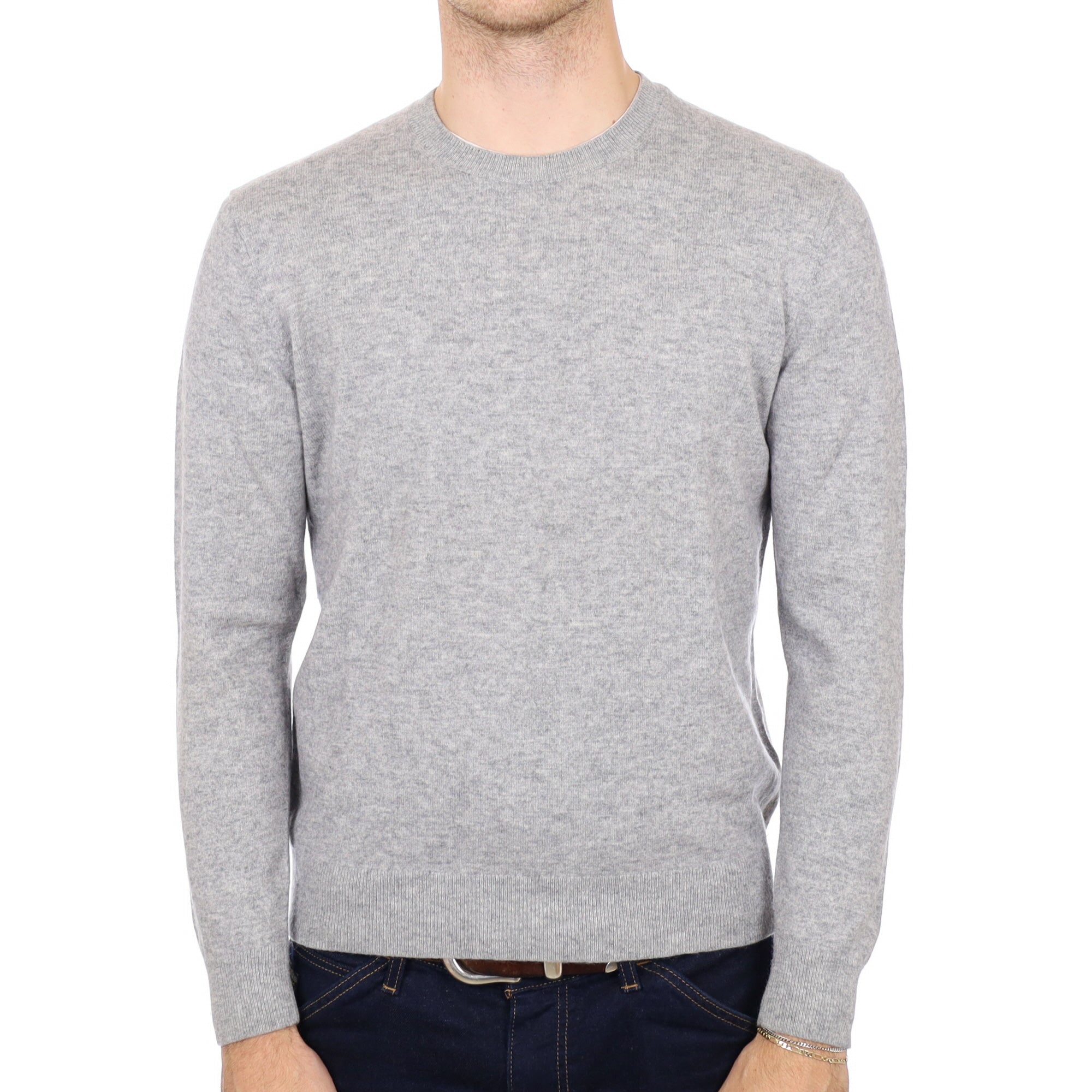 Men's Smoke Grey Cashmere Crew Neck Jumper Medium