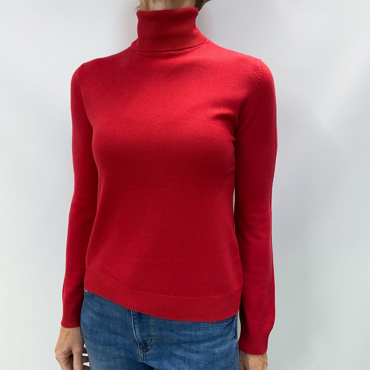 Berry Red Cashmere Polo Neck Jumper Small