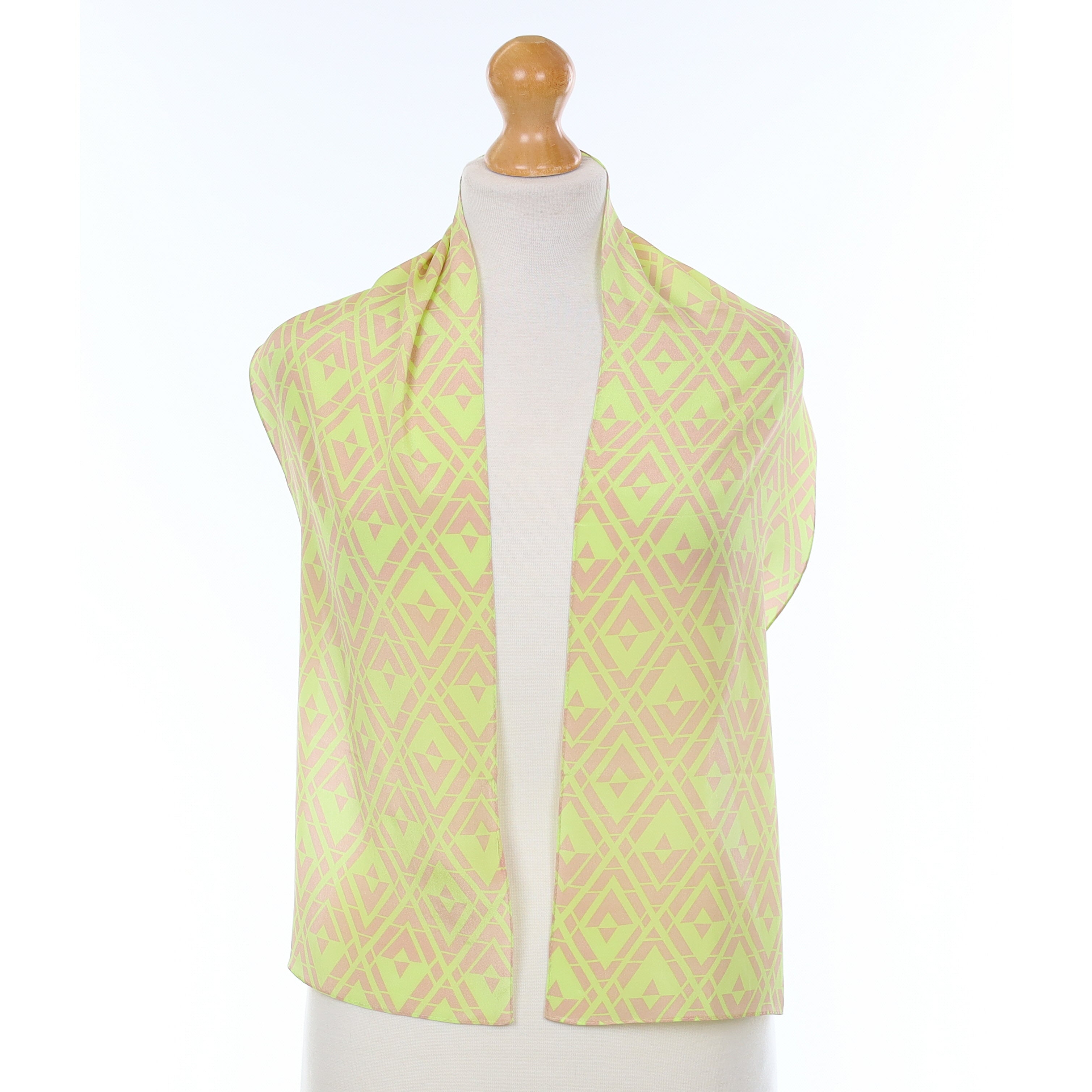 Neon Green Art Deco Silk Scarf