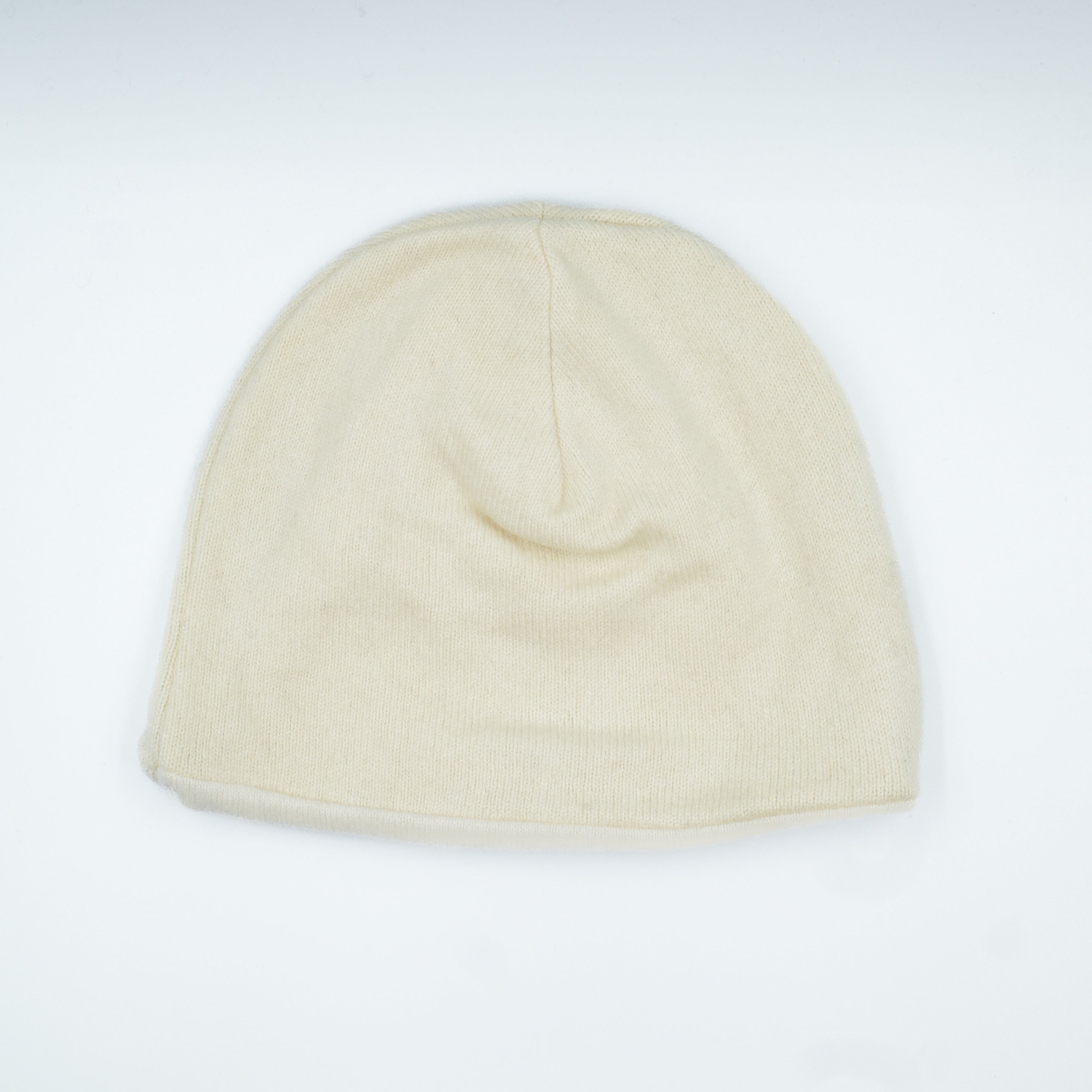 Clotted Cream and Ivory Cashmere Beanie Hat