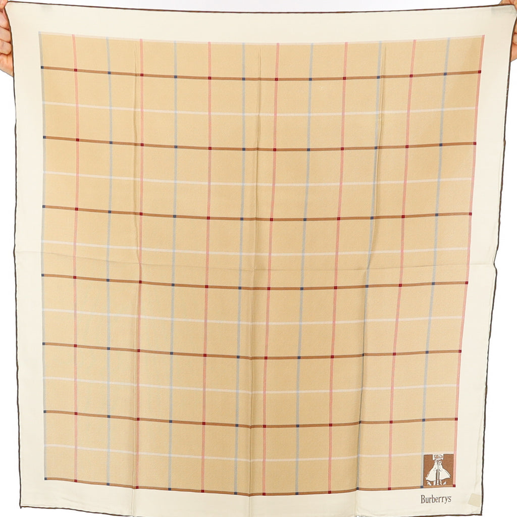 Brand New Burberrys Camel Check Vintage Silk Scarf