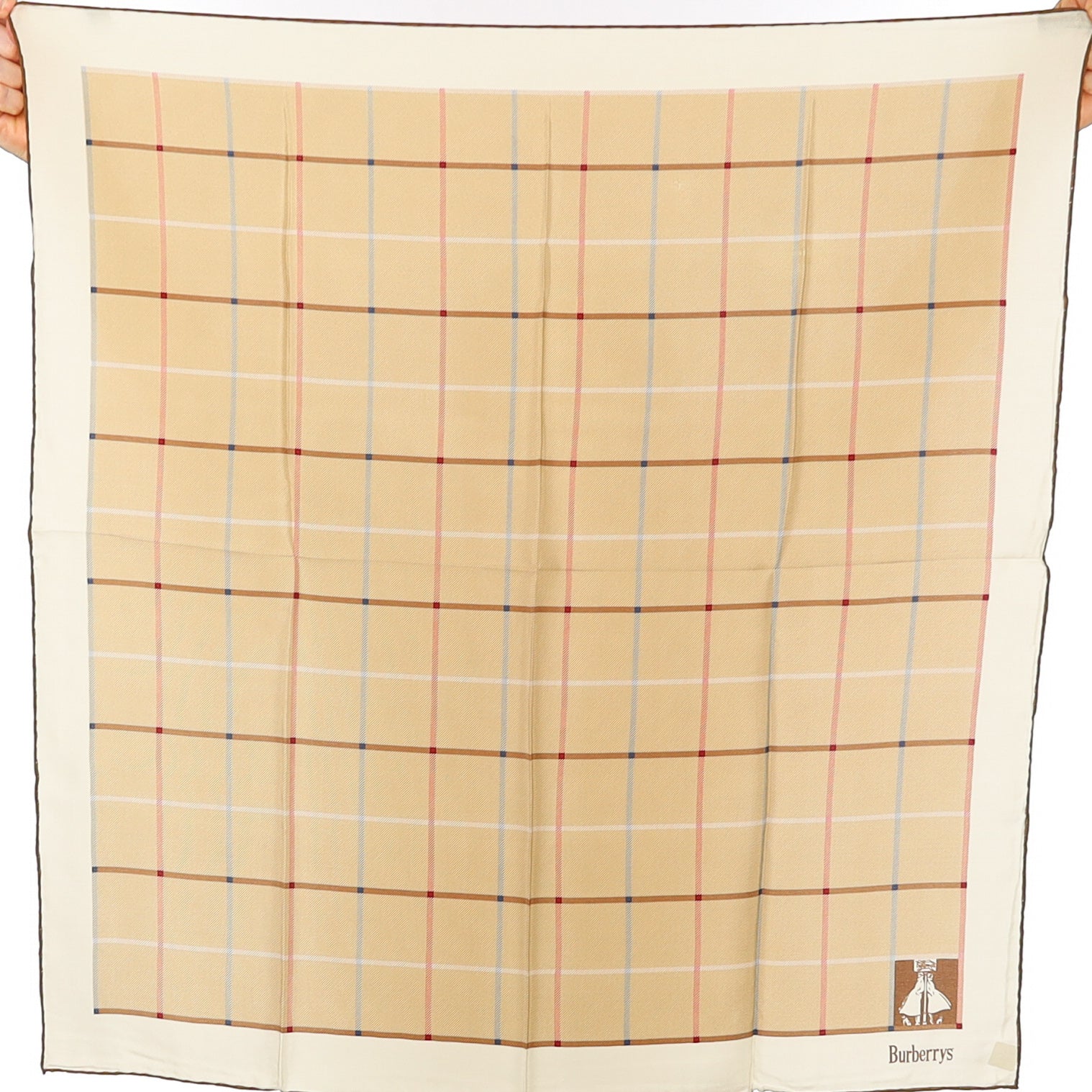 Brand New Burberrys Camel Check Vintage Silk Scarf