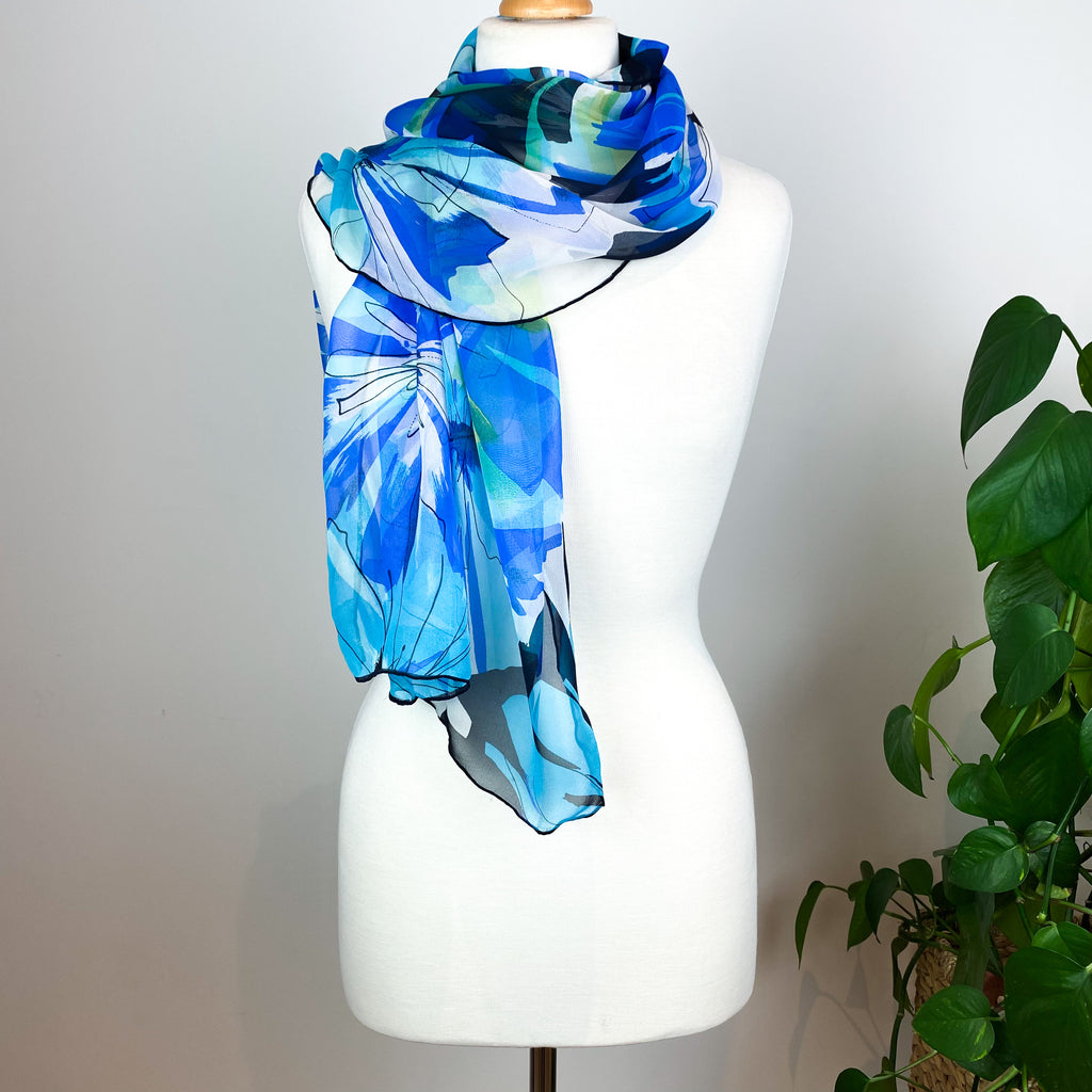 Mila Schön Abstract Floral Vintage Silk Scarf