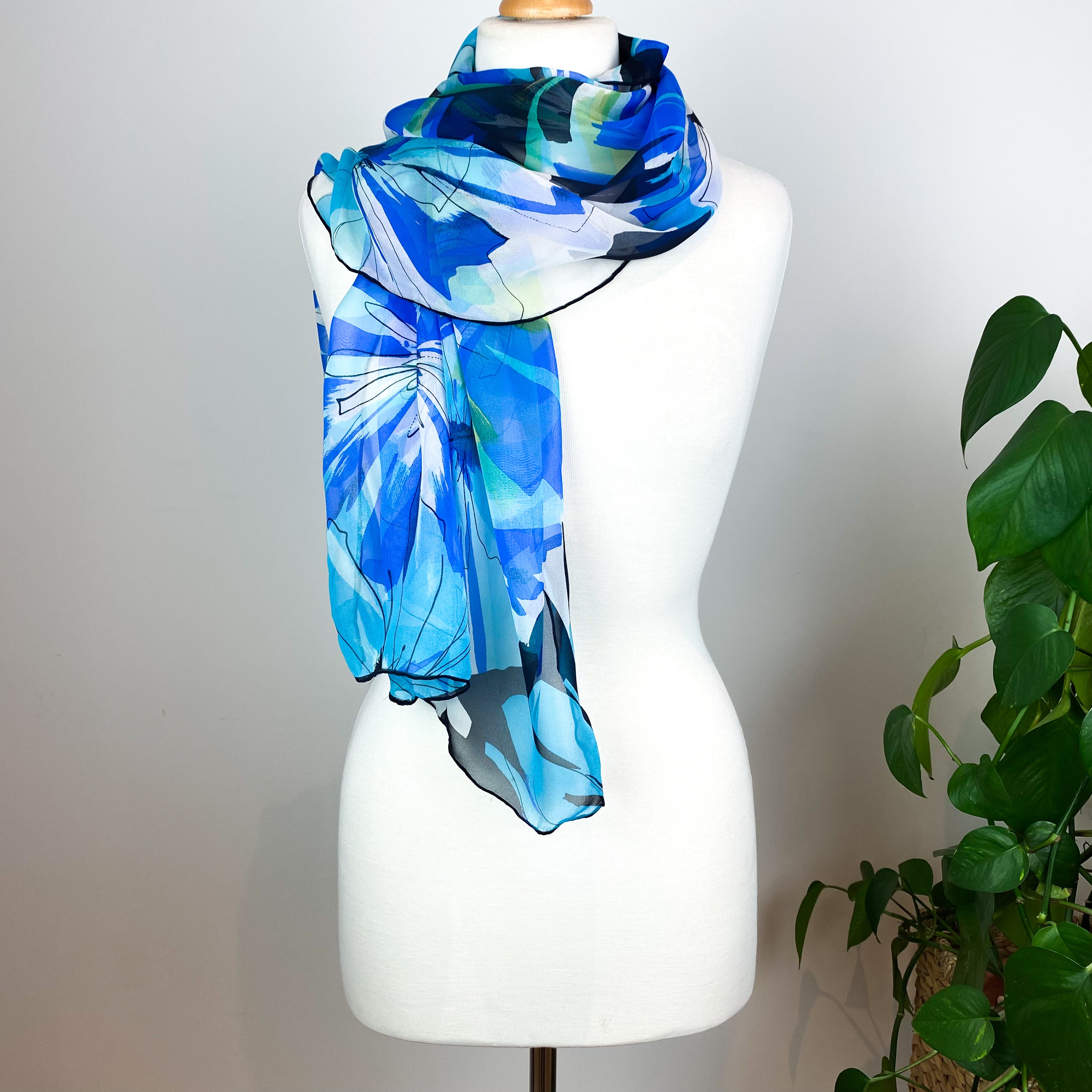 Mila Schön Abstract Floral Vintage Silk Scarf
