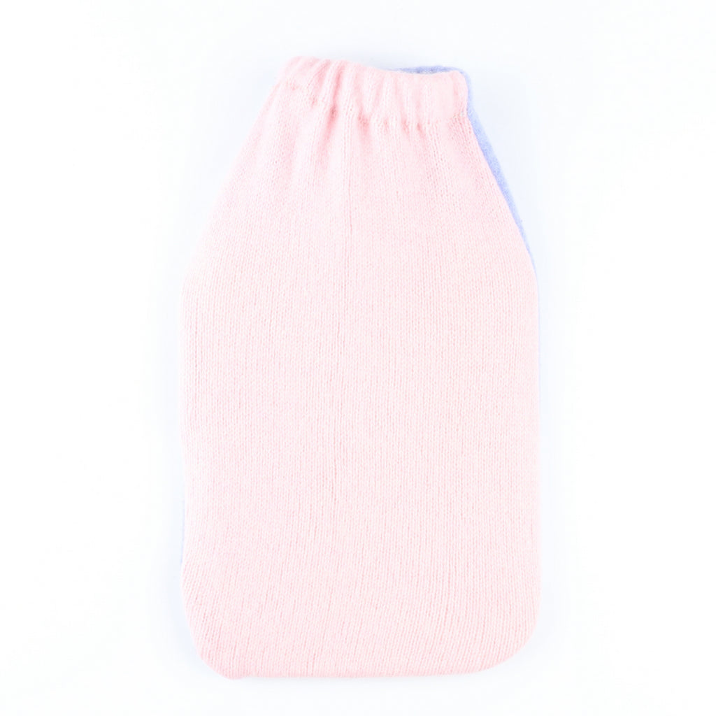 Pale Blue and Pink Heart Cashmere Large Hot Water Bottle