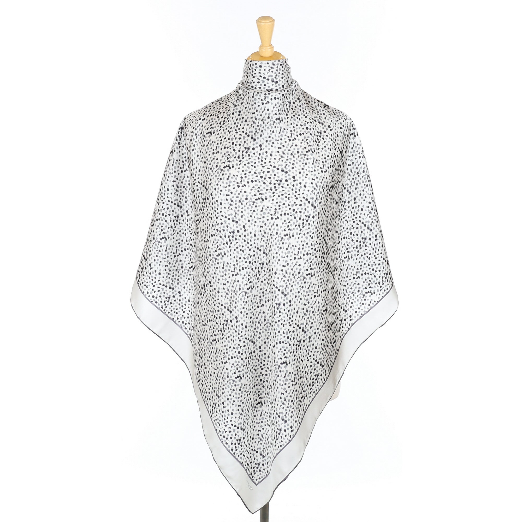 Immaculate Grey Spotted Silk Scarf