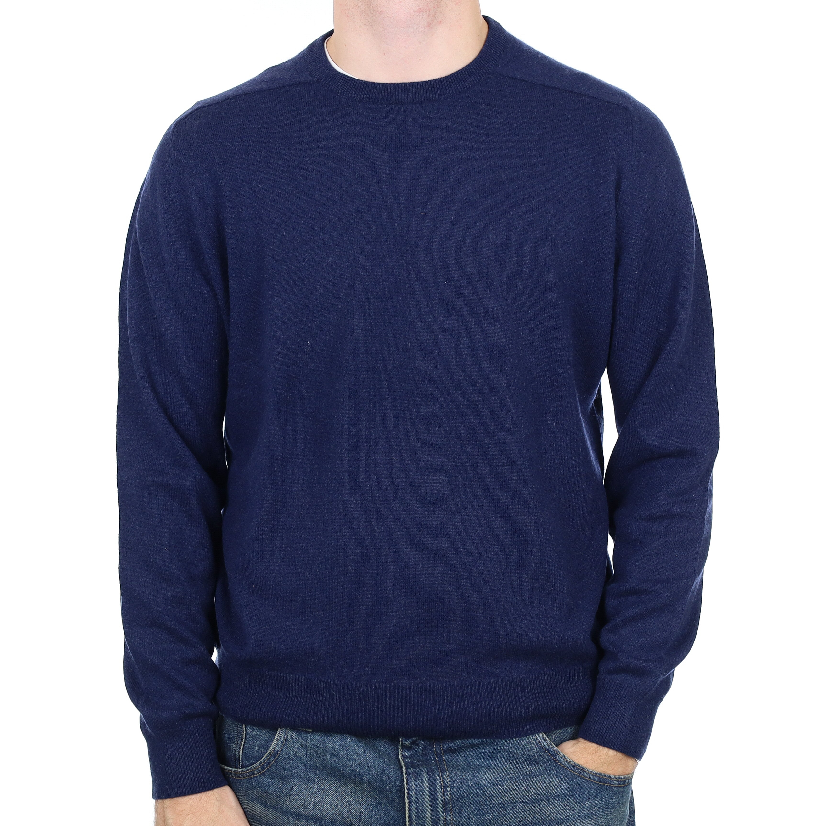 Men’s Navy Cashmere Crew Neck Jumper Large