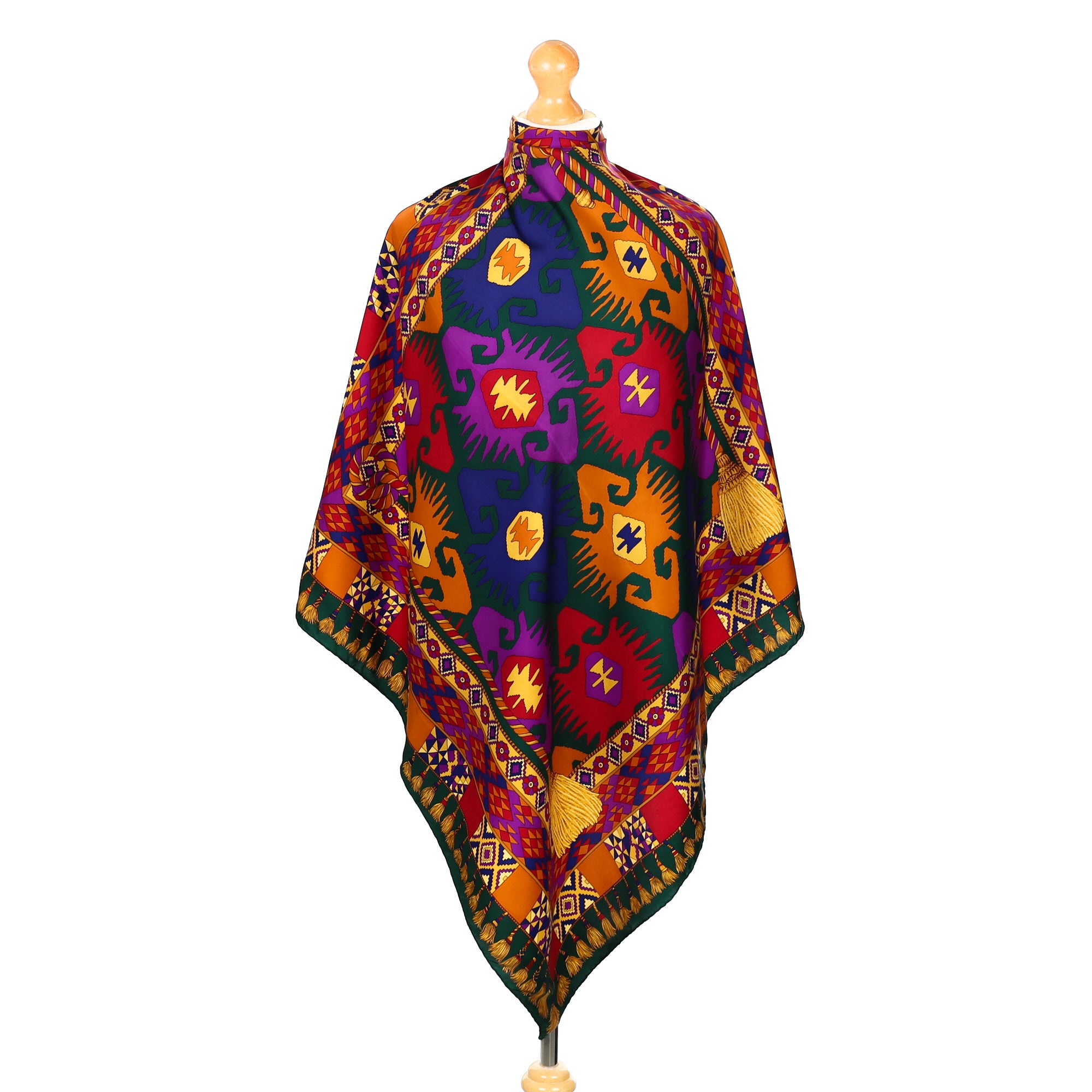 Longchamp Multicolured Aztec Vintage Silk Scarf