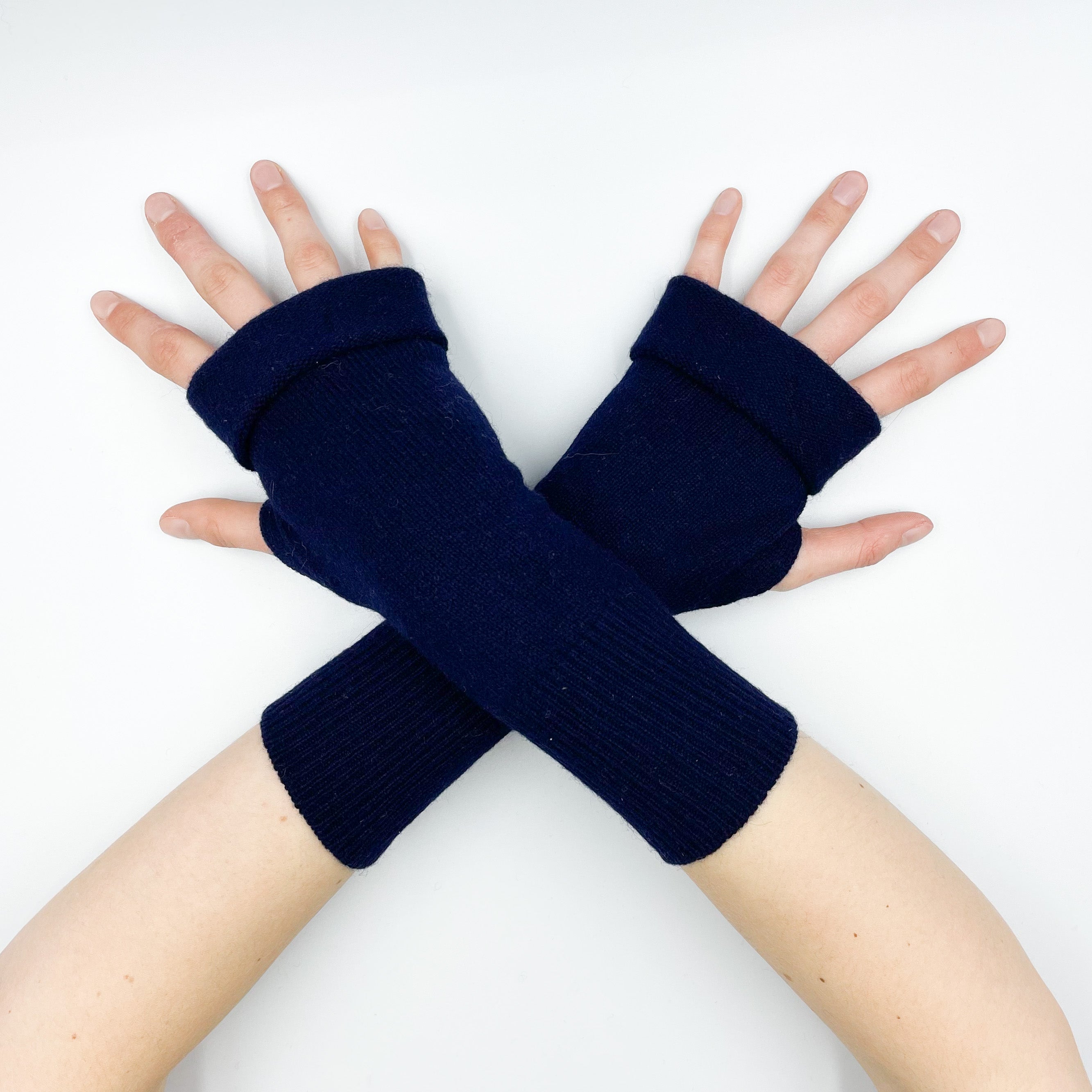 Dark Navy Blue Fingerless Gloves