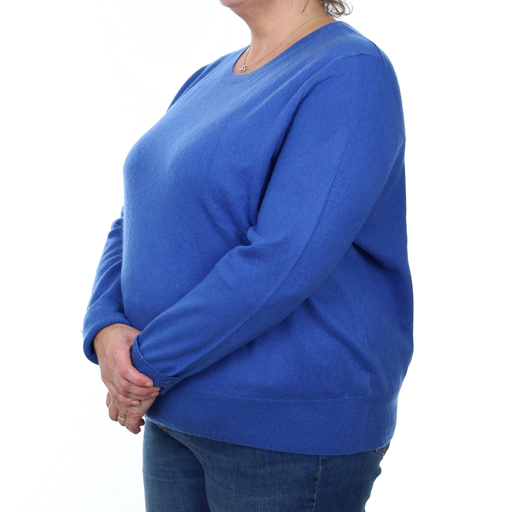 Azure Blue Cashmere Crew Neck Jumper 3XL