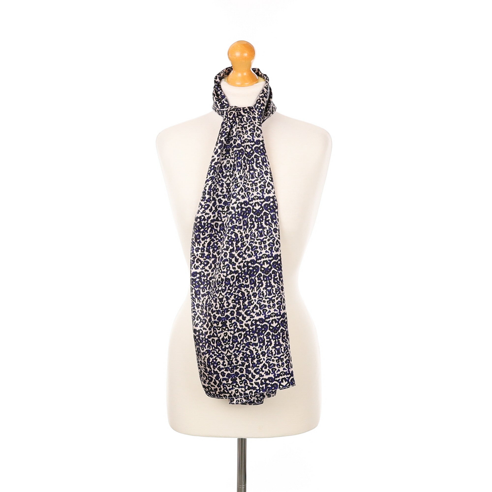 Viyella Blue and Black Patterned Silk Scarf