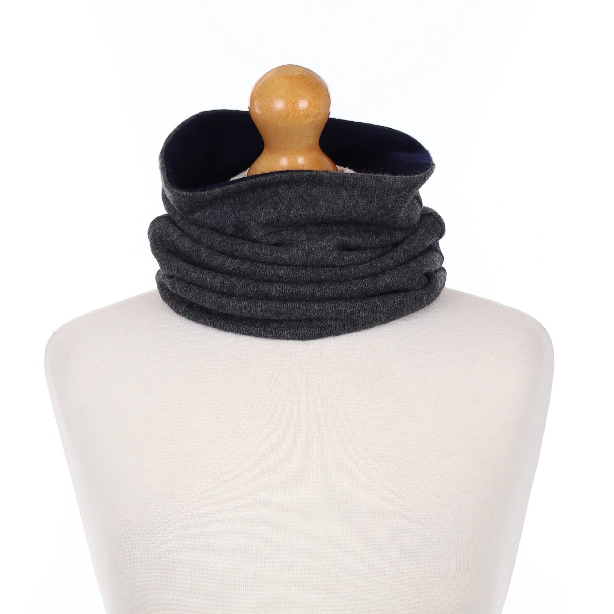 Dark Navy and Charcoal Luxury Double Layered Snood