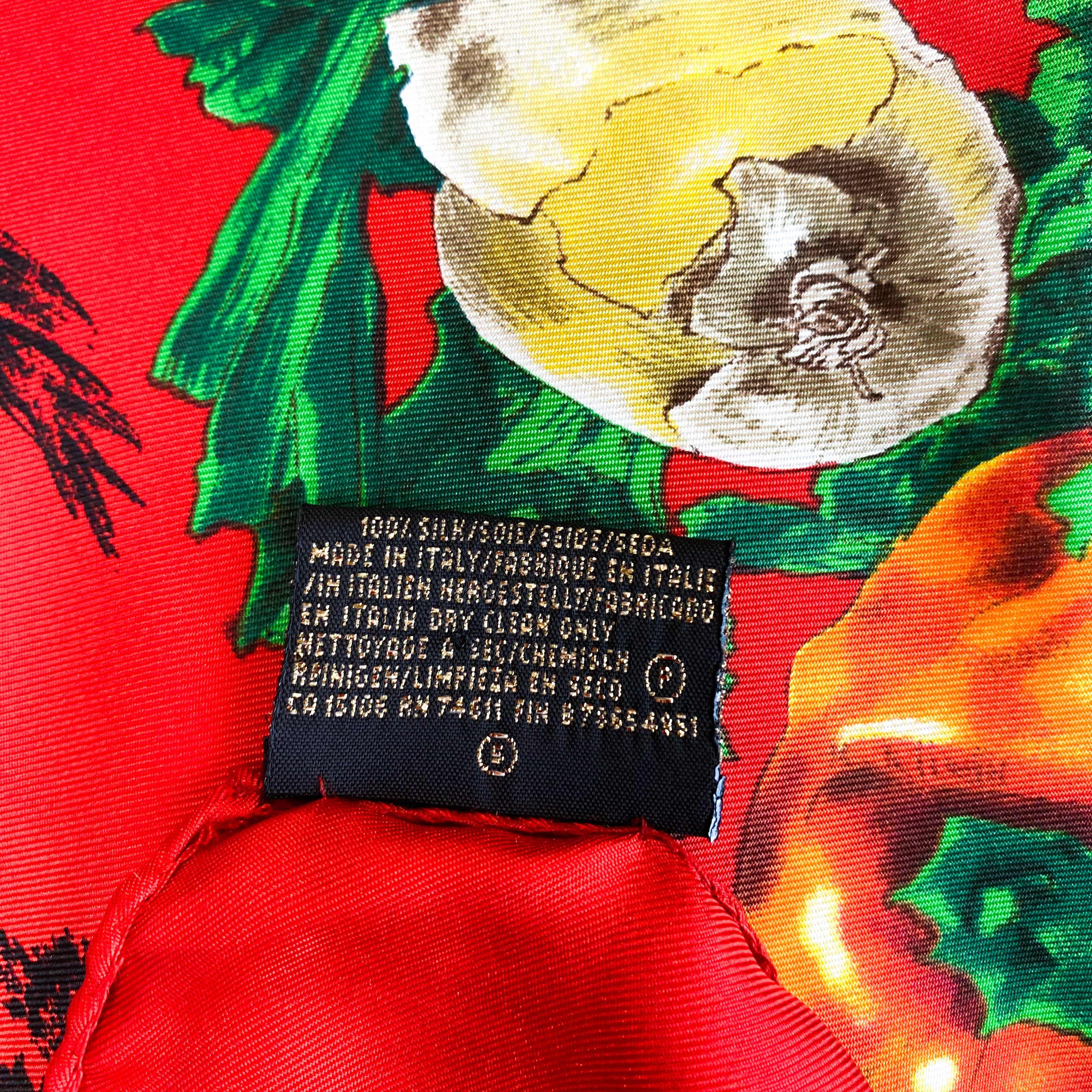 Striking Vegetable Design Italian Silk Scarf