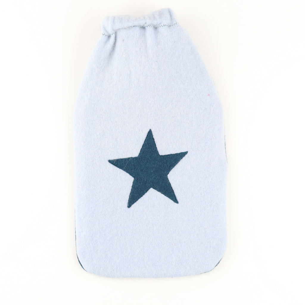 Powder Blue and Teal Star Cashmere Large Hot Water Bottle